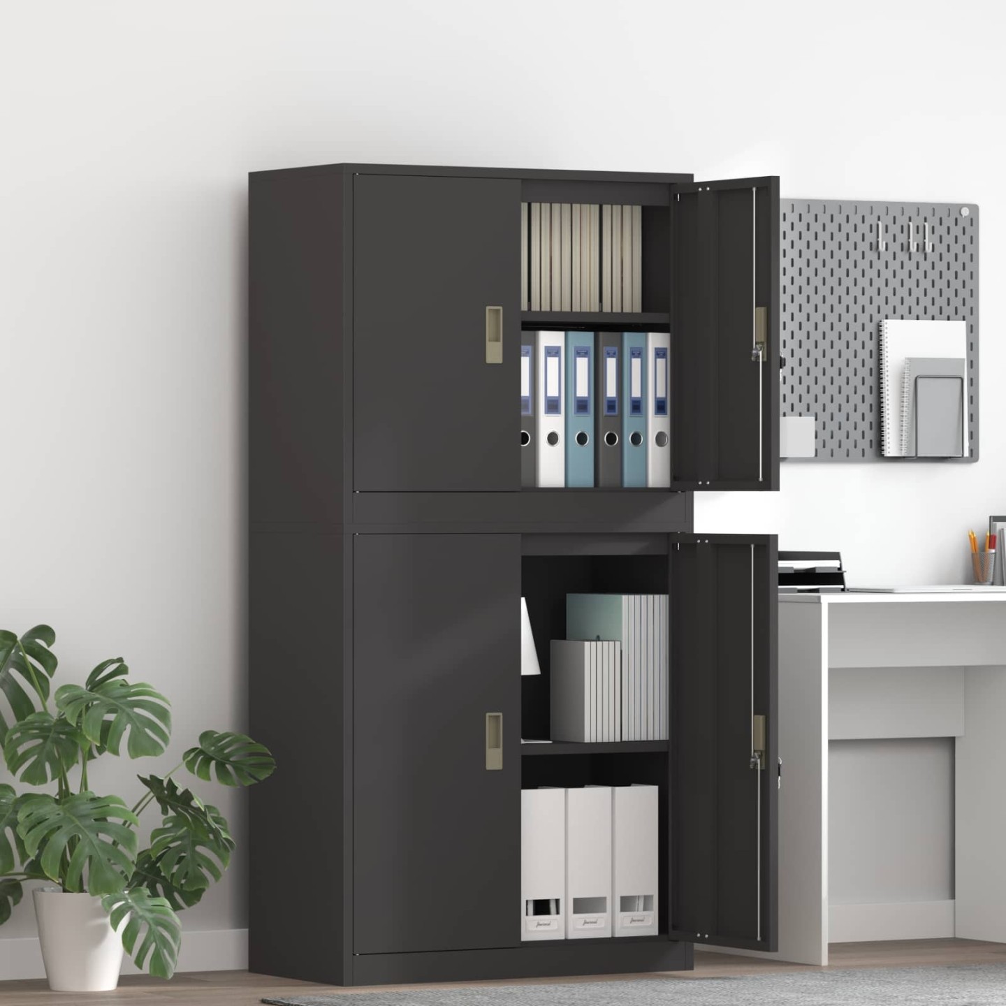 Armoire de rangement 2 pc Noir 80 x 40 x 160 cm Acier