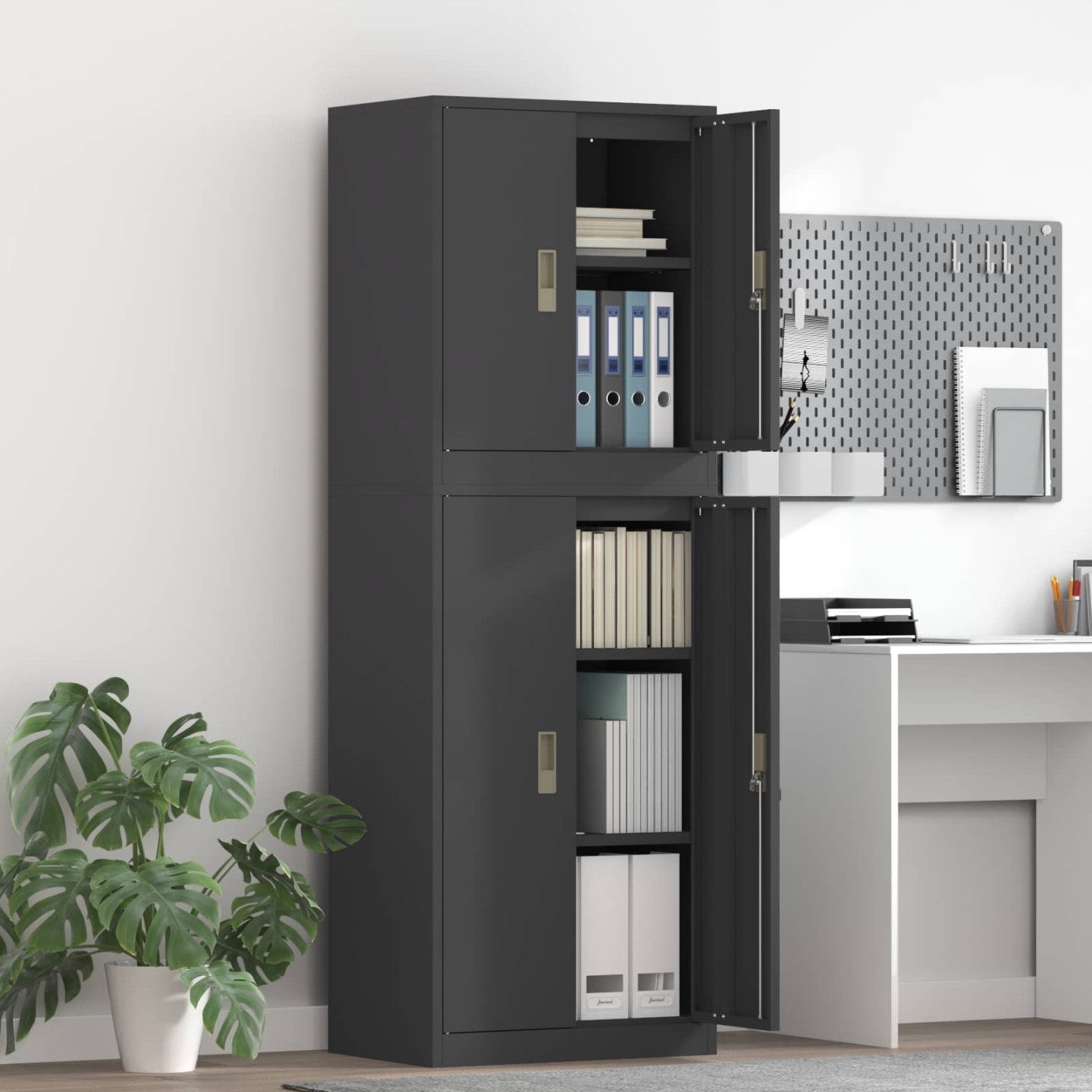 Armoire de rangement 2 pc Noir 60 x 40 x 175 cm Acier
