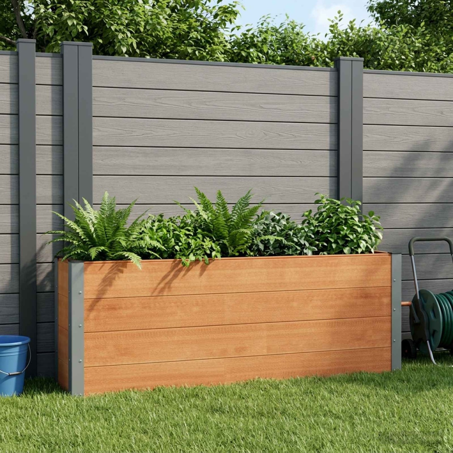 Jardinière surélevée Marron 200 x 30 x 72 cm WPC et Aluminium