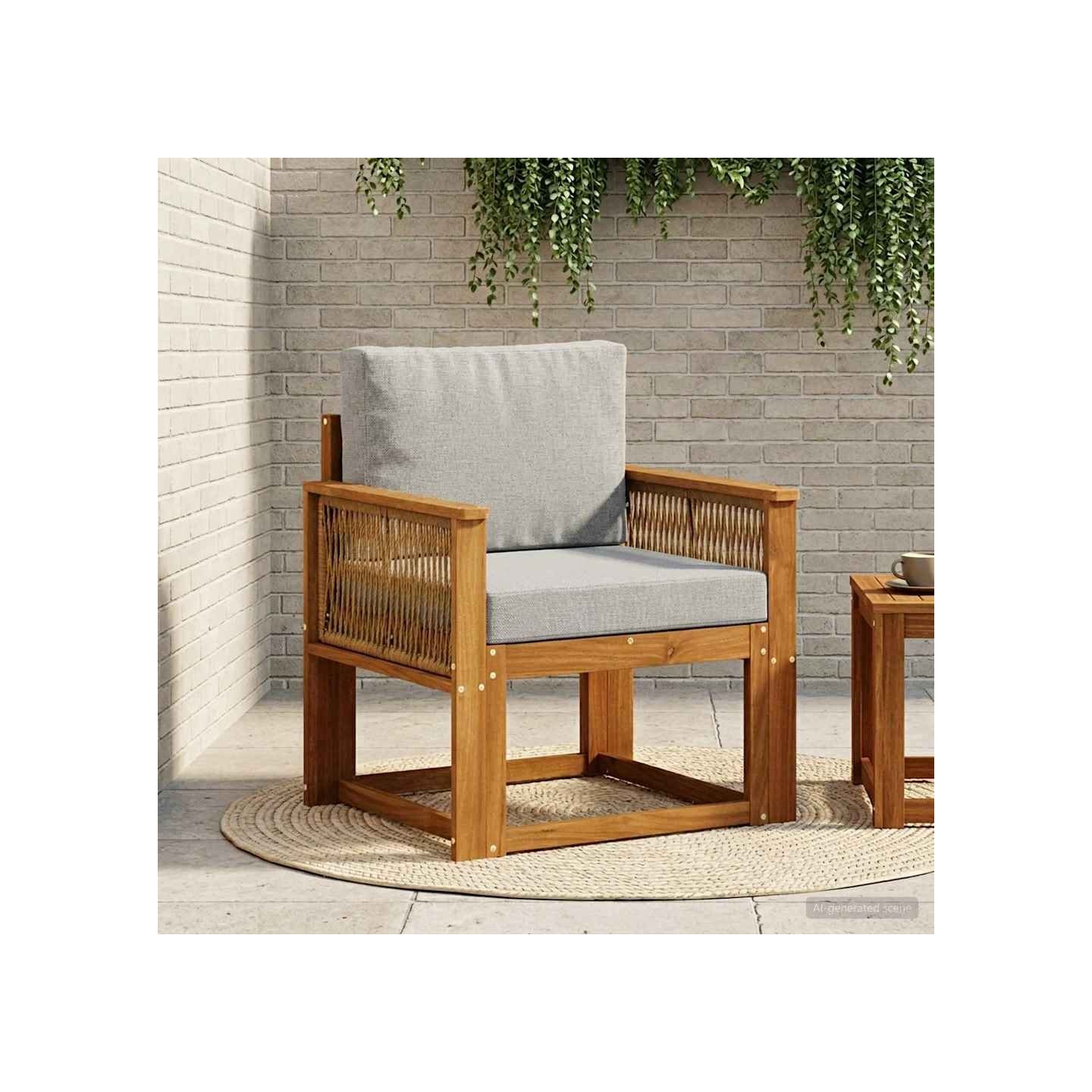 Sofa de milieu extérieur Naturel et Gris clair 63 x 71 x 73 cm