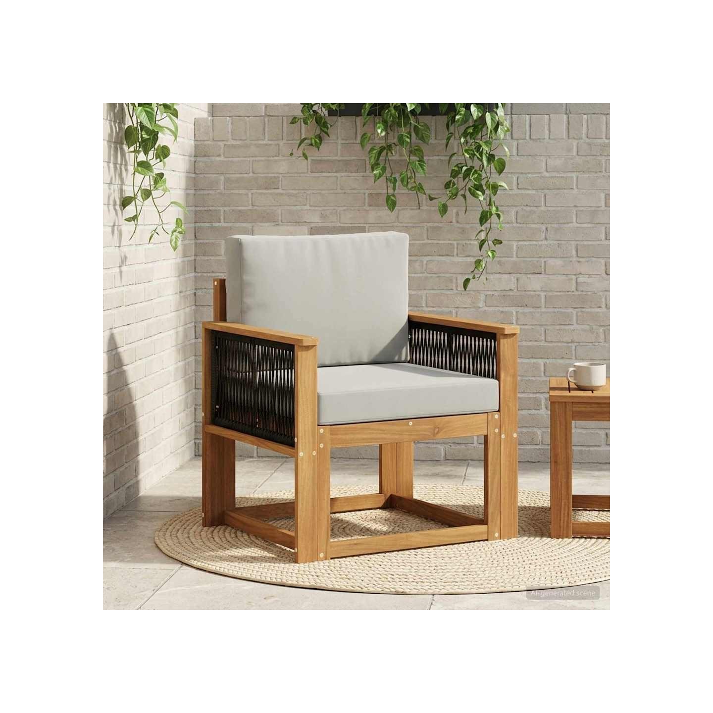 Sofa de milieu extérieur Naturel et Gris clair 63 x 71 x 73 cm