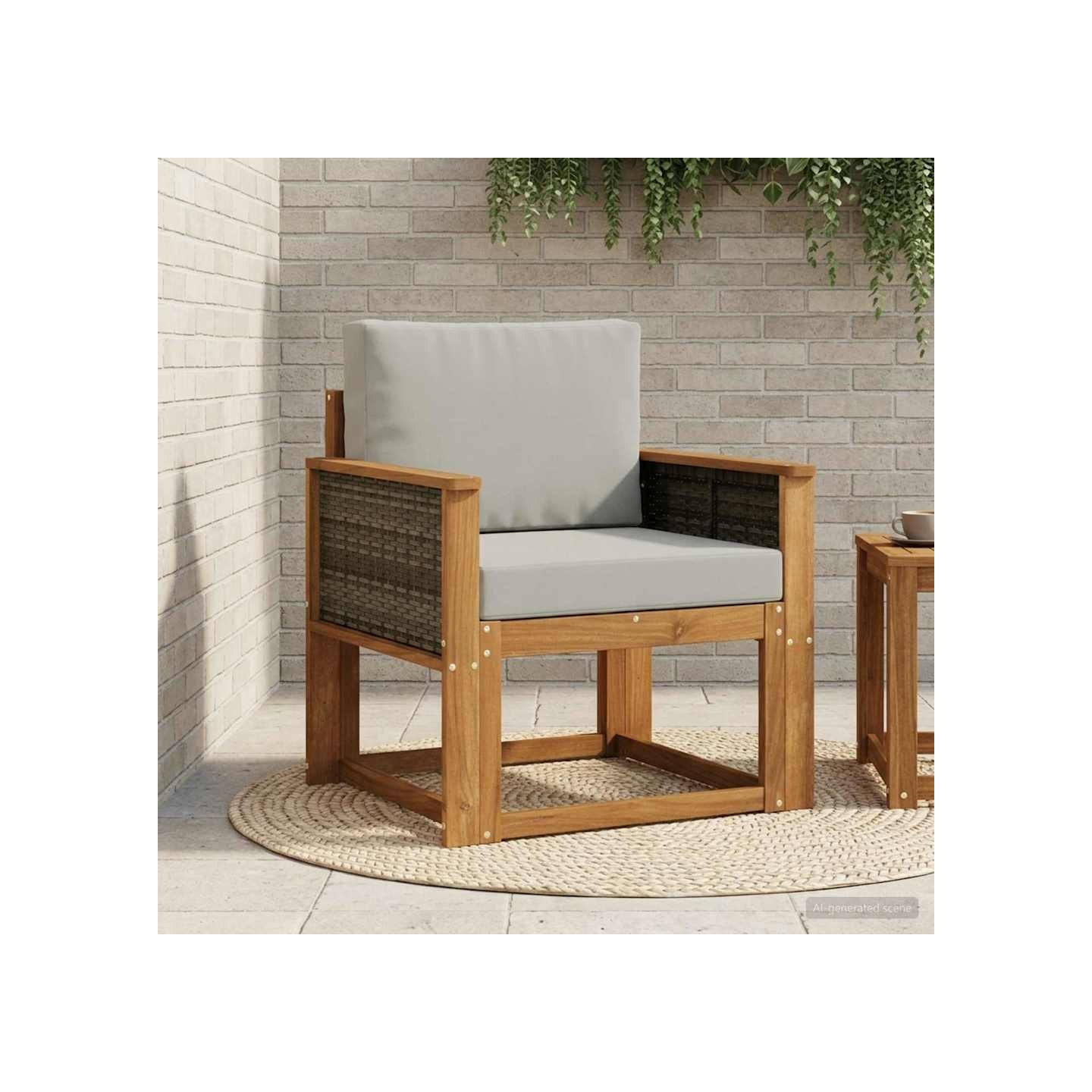 Sofa de milieu extérieur Naturel et Gris clair 63 x 71 x 73 cm