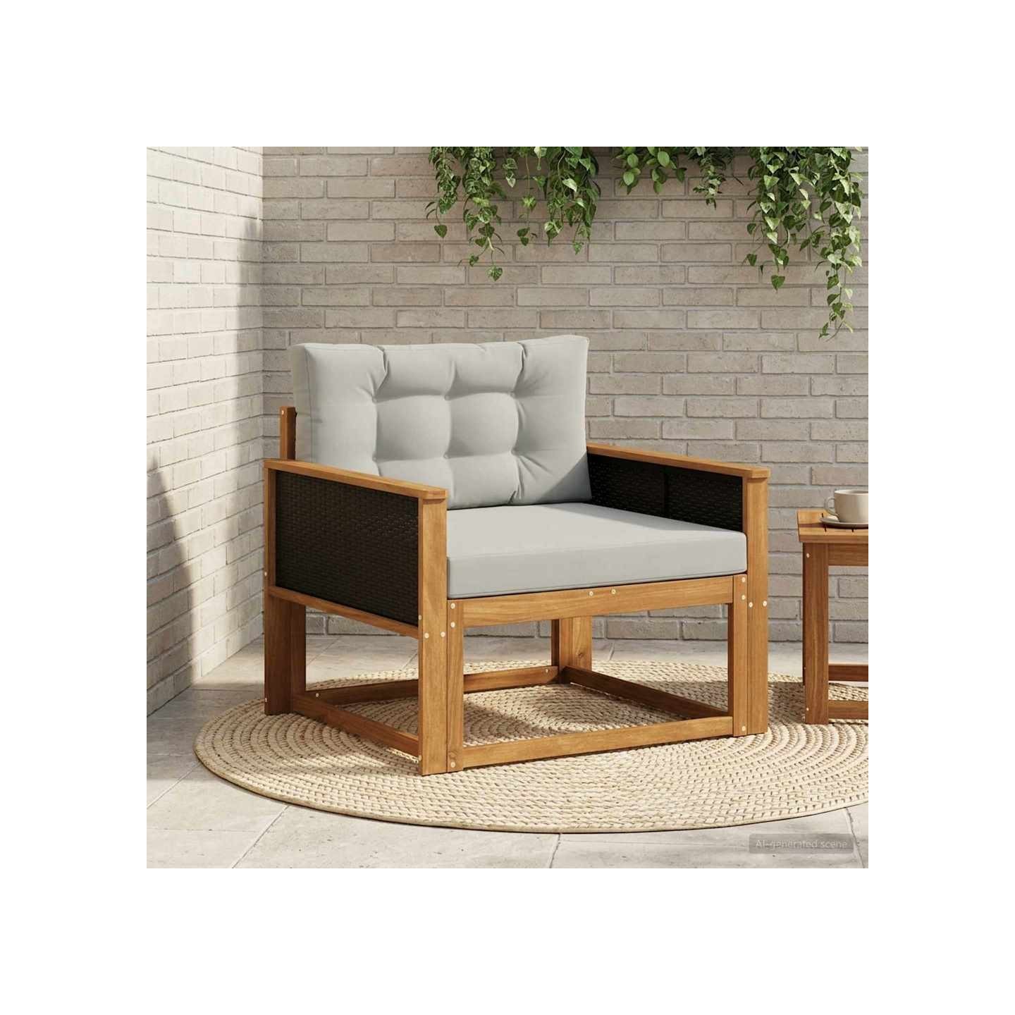 Sofa de milieu extérieur Naturel et Gris clair 83 x 91 x 73 cm