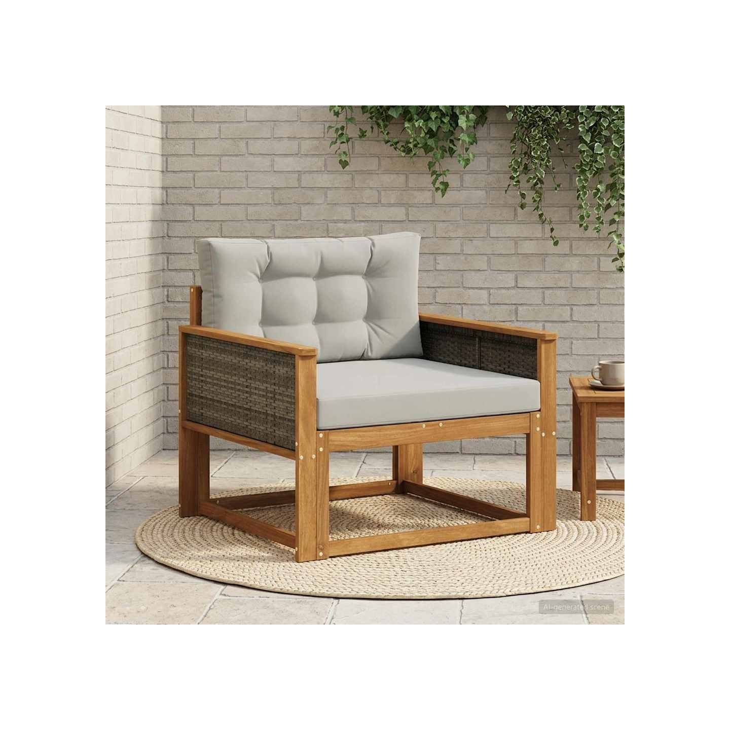 Sofa de milieu extérieur Naturel et Gris clair 83 x 91 x 73 cm