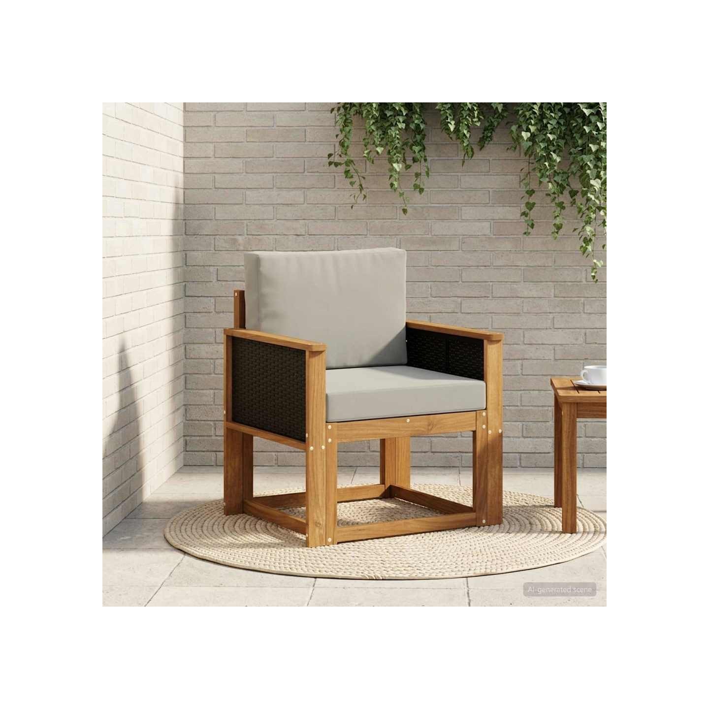 Sofa de milieu extérieur Naturel et Gris clair 63 x 71 x 73 cm