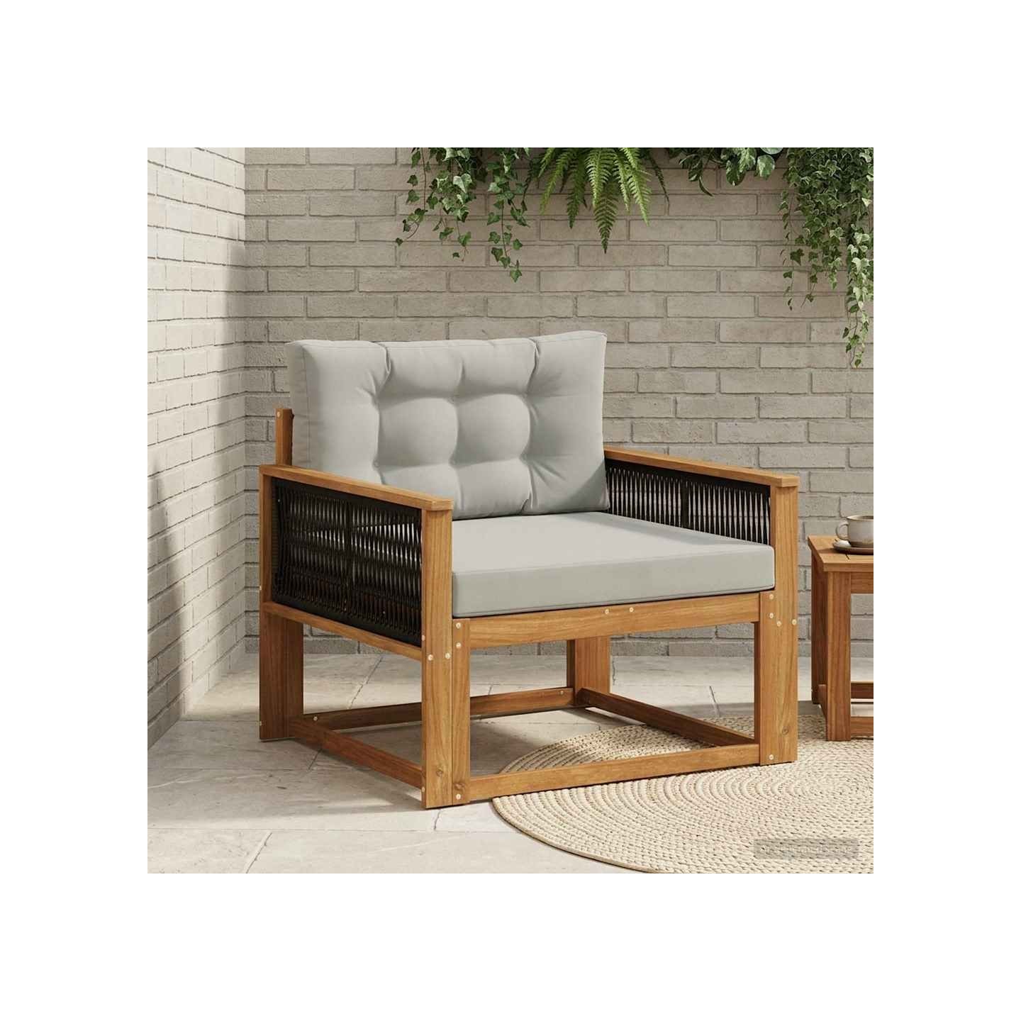 Sofa de milieu extérieur Naturel et Gris clair 83 x 91 x 73 cm