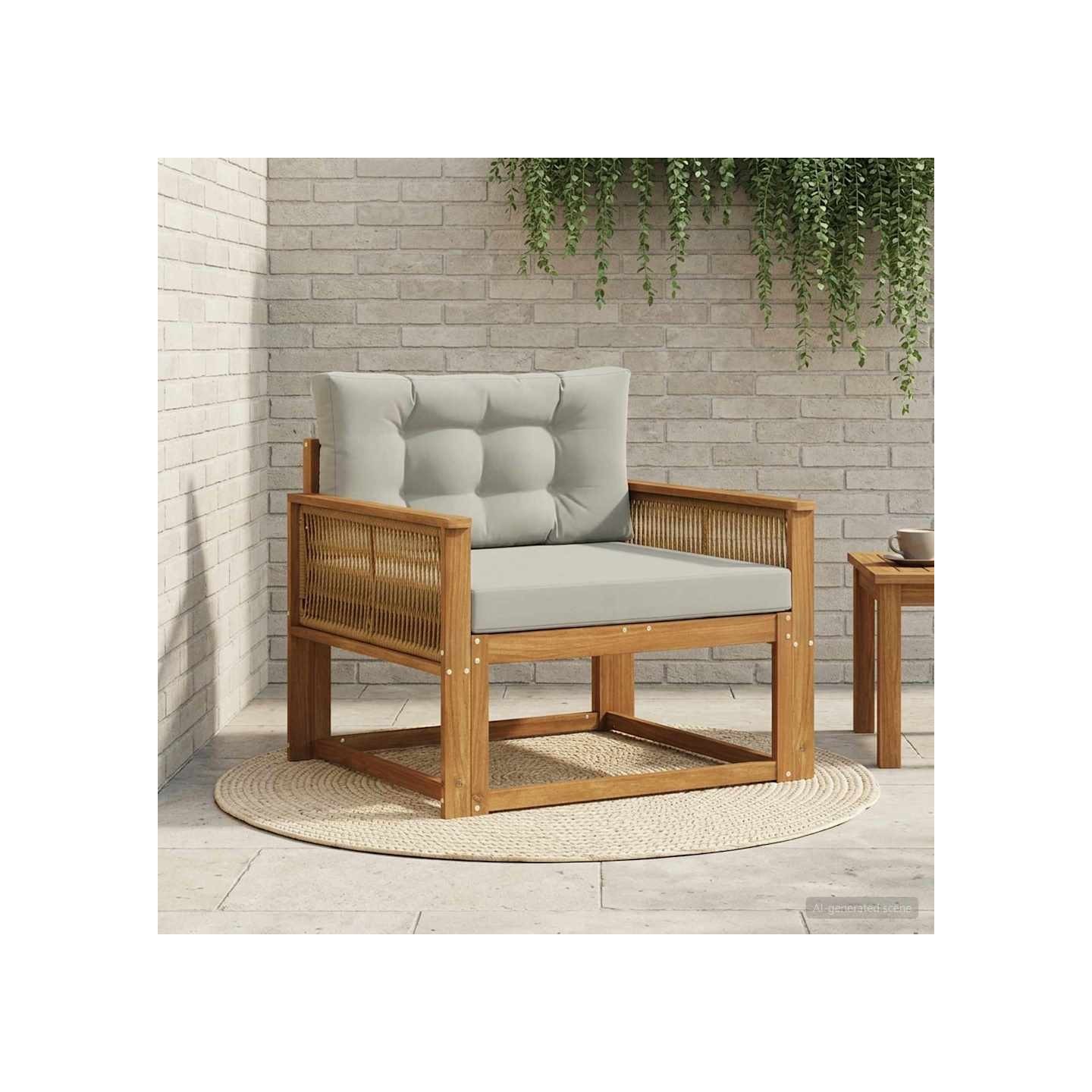 Sofa de milieu extérieur Naturel et Gris clair 83 x 91 x 73 cm