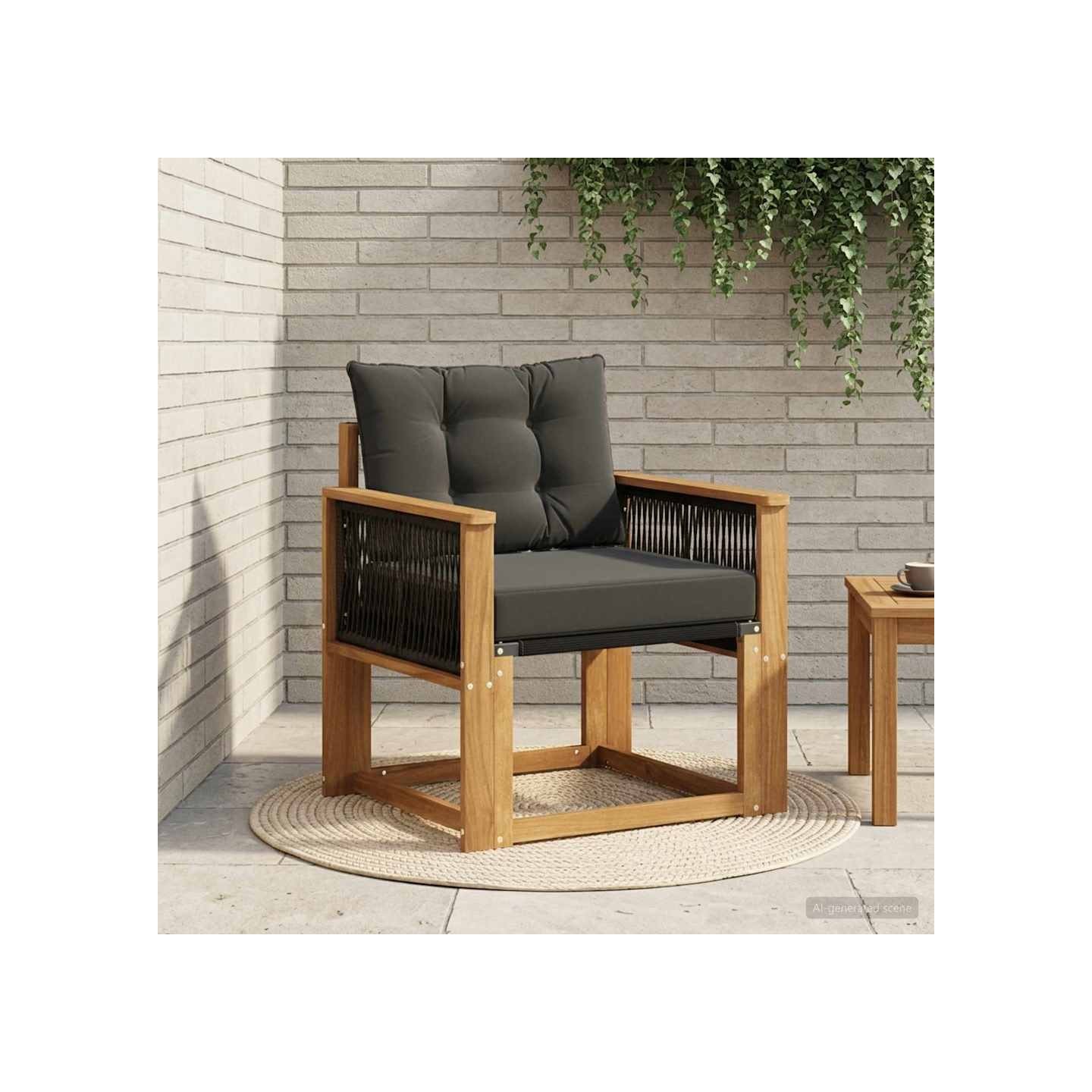 Sofa de milieu extérieur Bois d'acacia massif et Textilène