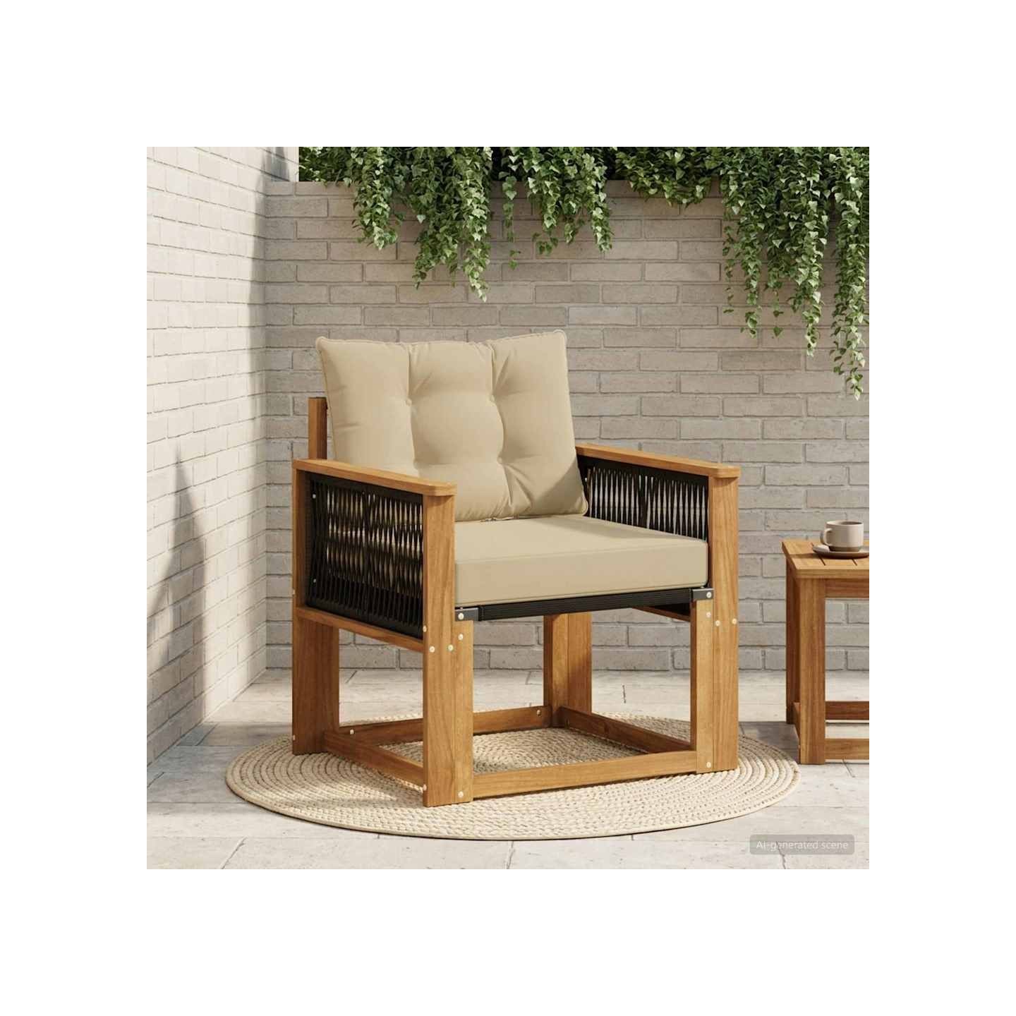 Sofa de milieu extérieur Bois d'acacia massif et Textilène