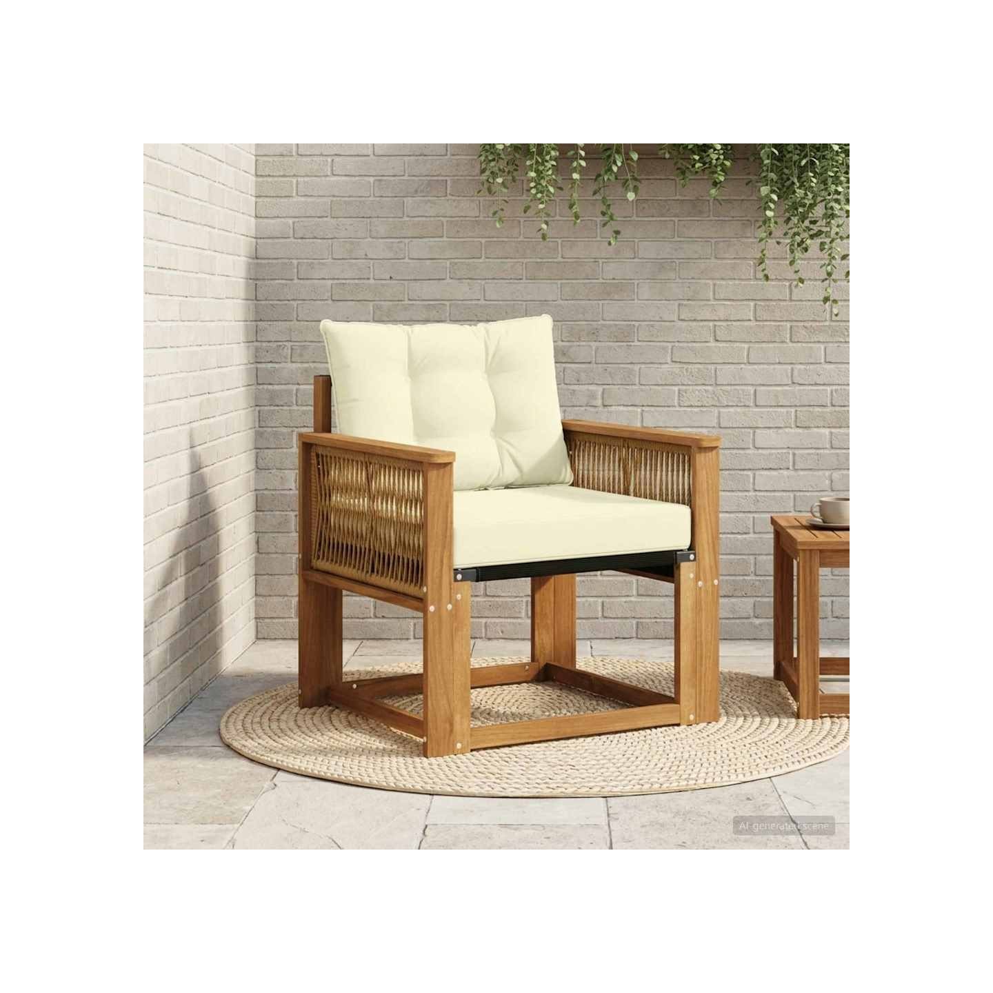 Sofa de milieu extérieur Bois d'acacia massif et Textilène