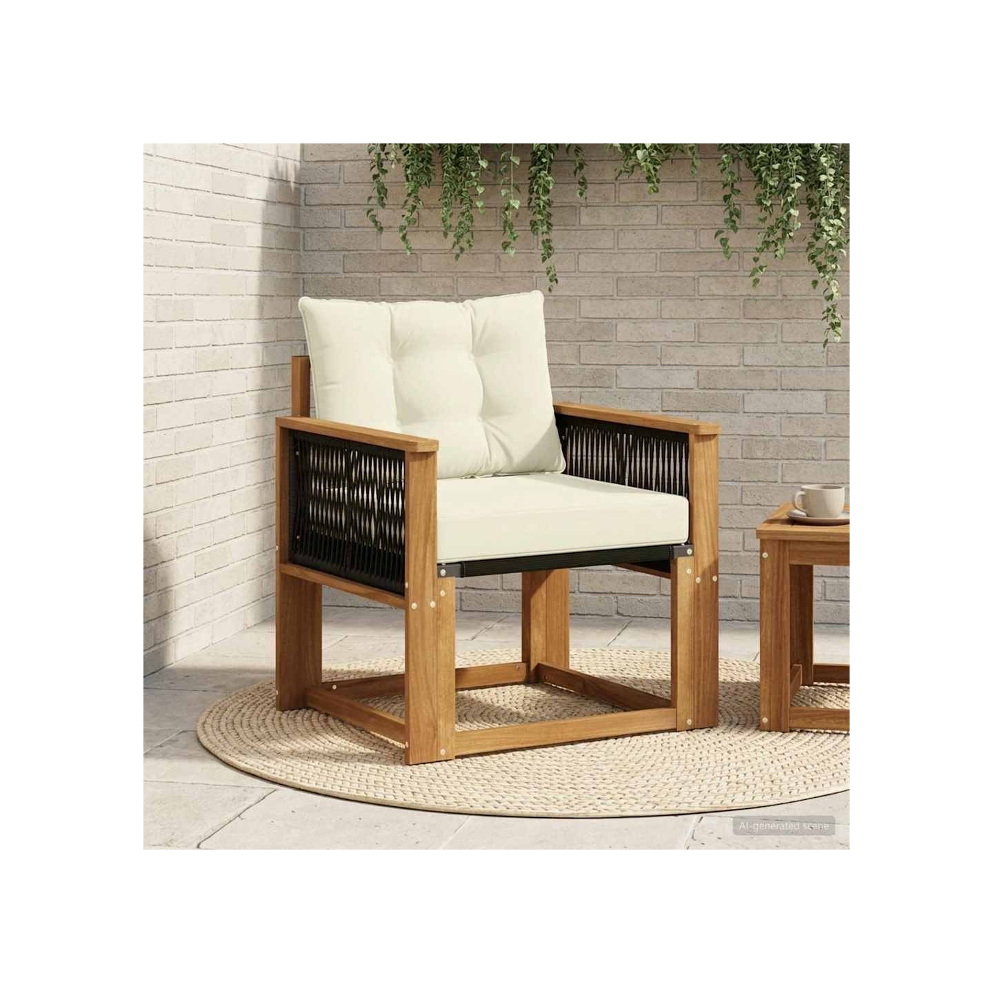 Sofa de milieu extérieur Bois d'acacia massif et Textilène