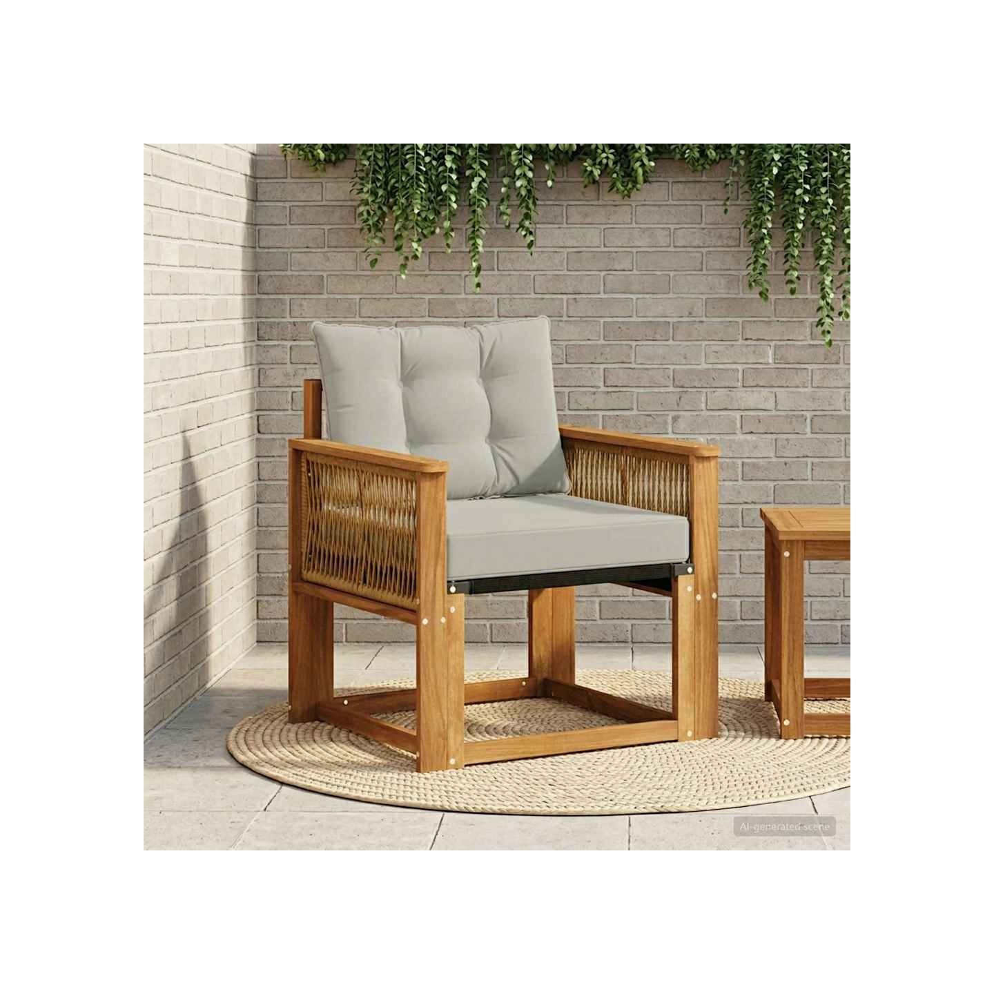 Sofa de milieu extérieur Bois d'acacia massif et Textilène