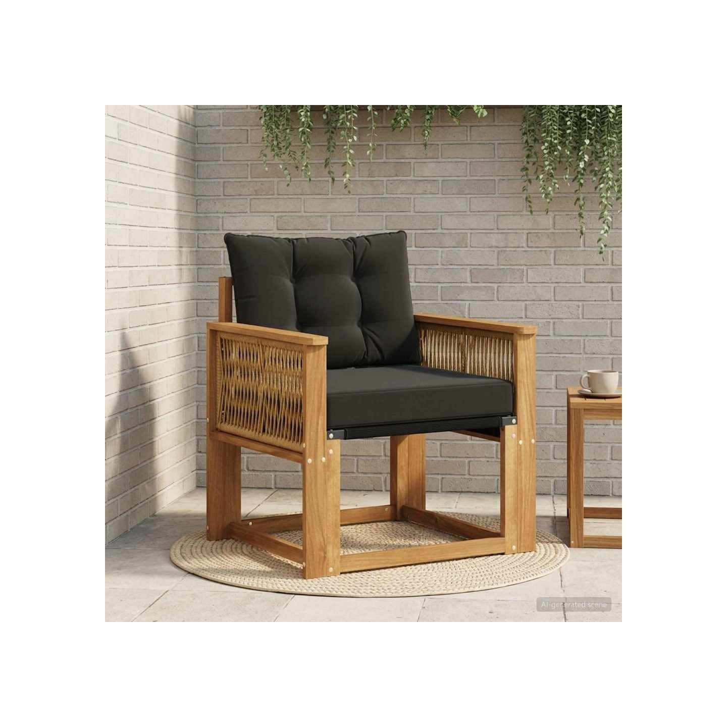 Sofa de milieu extérieur Bois d'acacia massif et Textilène