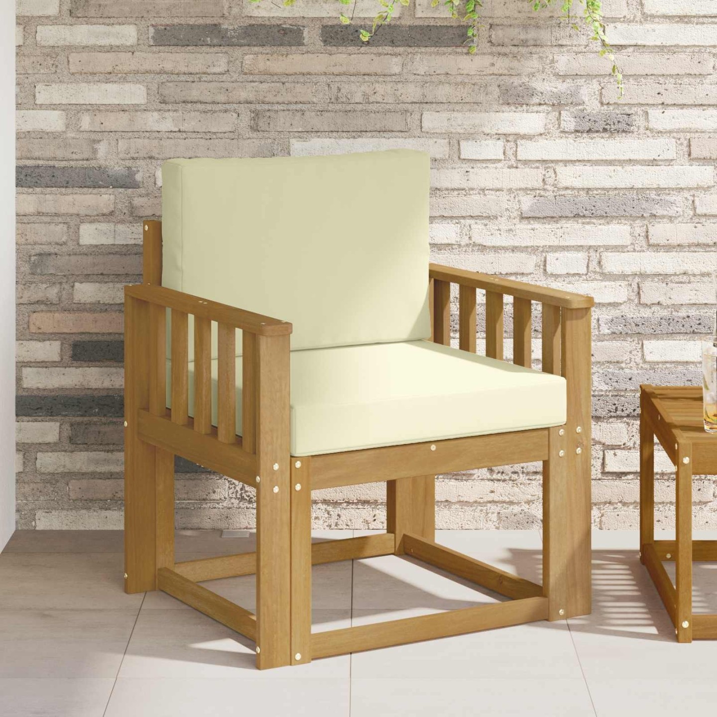 Canapé d’extérieur Polyester Blanc et Crème