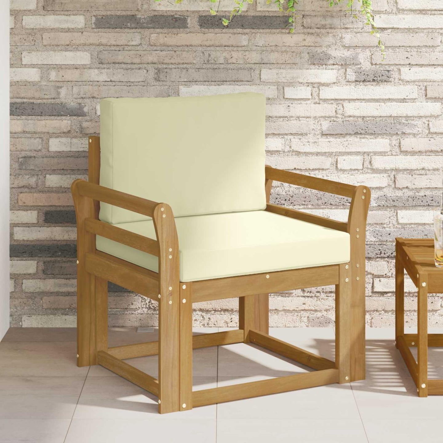Canapé d’extérieur Polyester Blanc et Crème