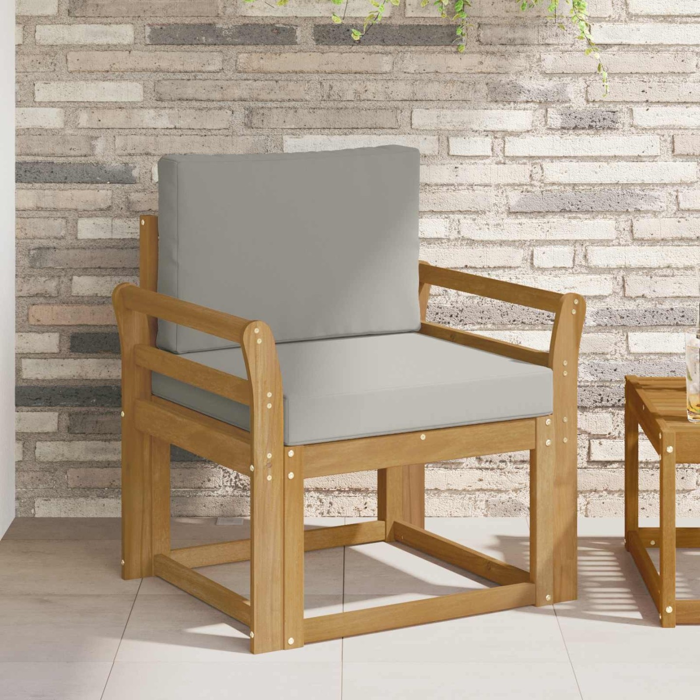 Canapé d’extérieur Polyester Blanc et gris clair