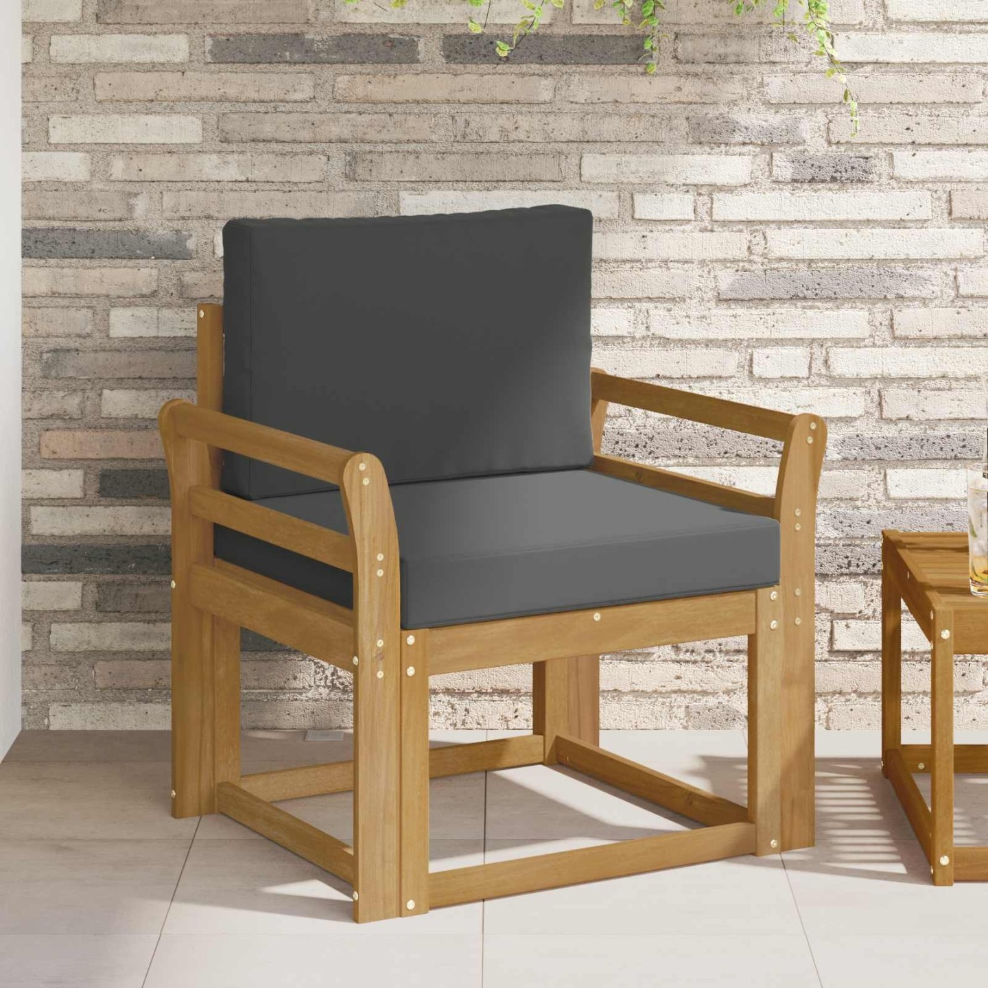 Canapé d’extérieur Polyester Blanc et Anthracite