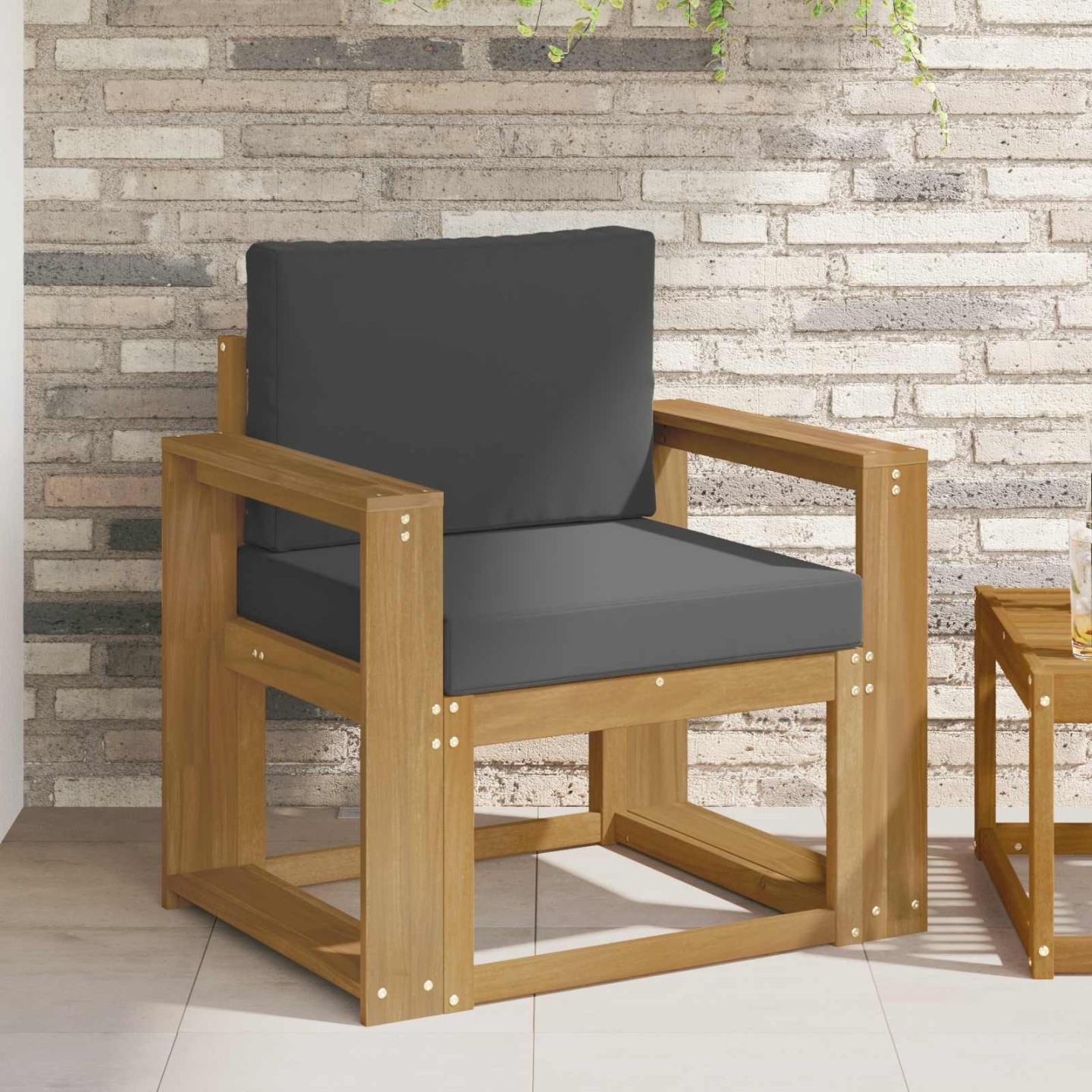 Canapé d’extérieur Polyester Blanc et Anthracite