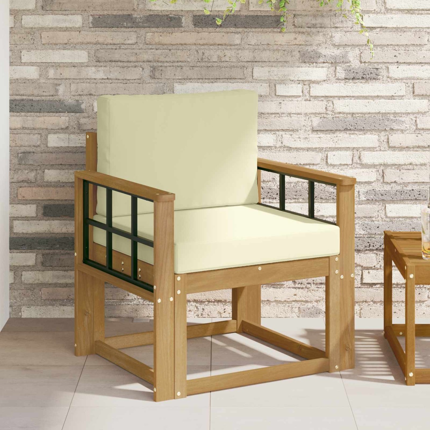 Canapé d’extérieur Polyester Blanc et Crème