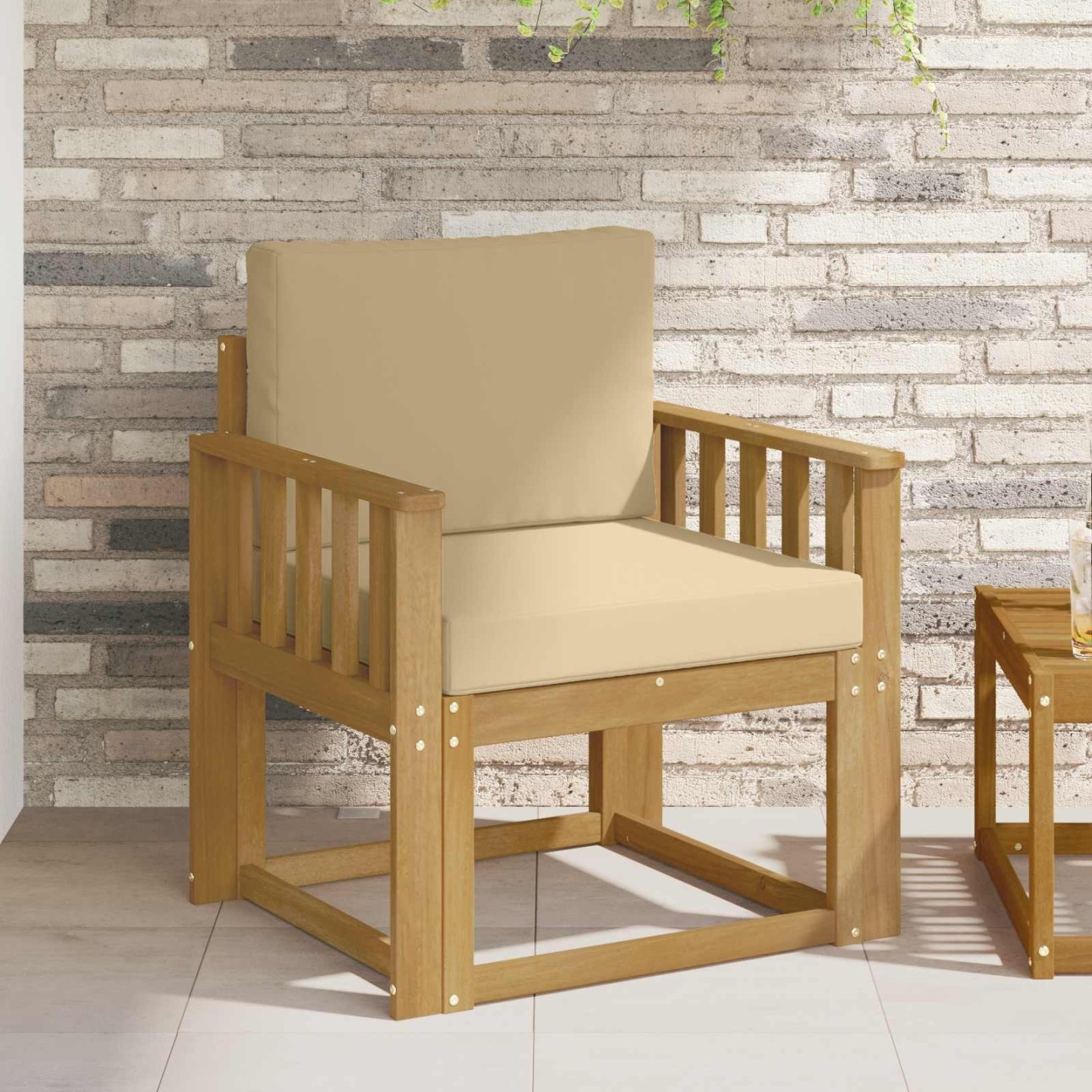 Canapé d’extérieur Polyester Blanc et Beige