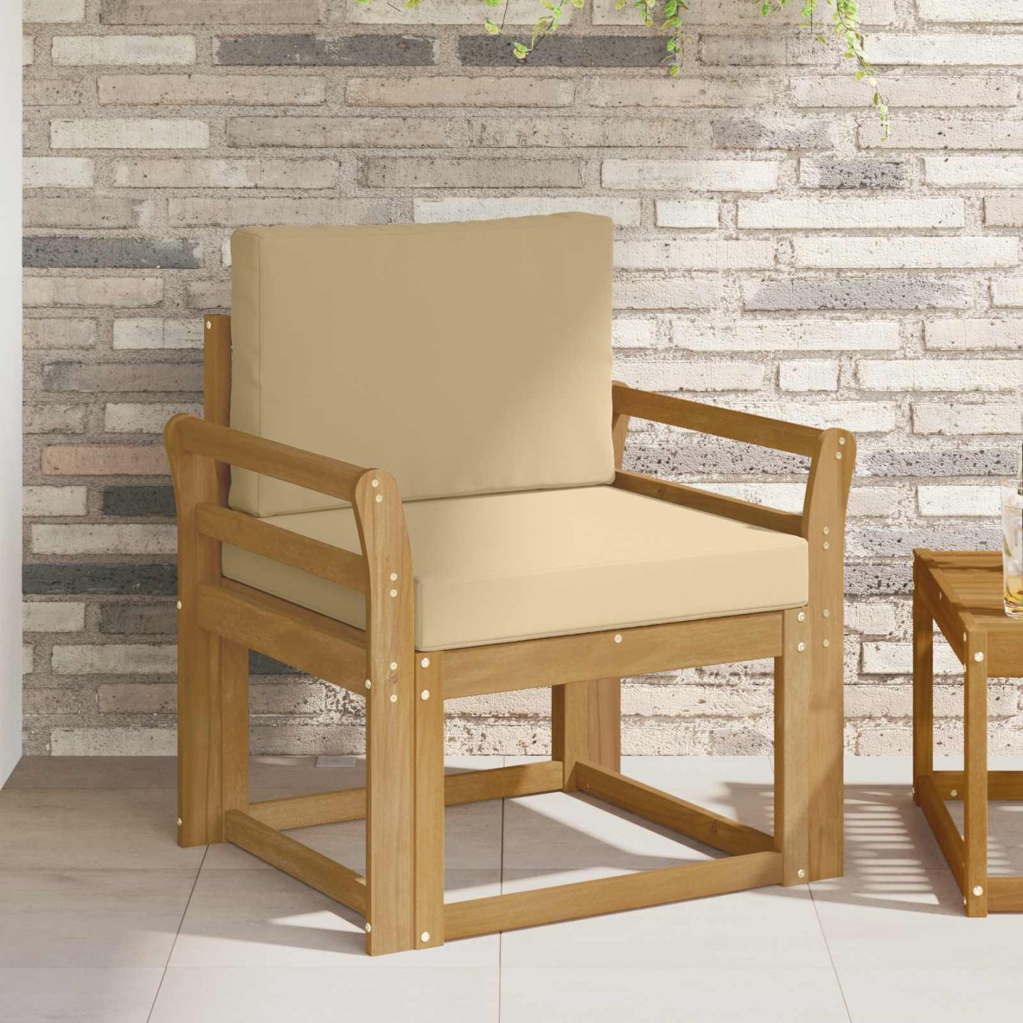 Canapé d’extérieur Polyester Blanc et Beige
