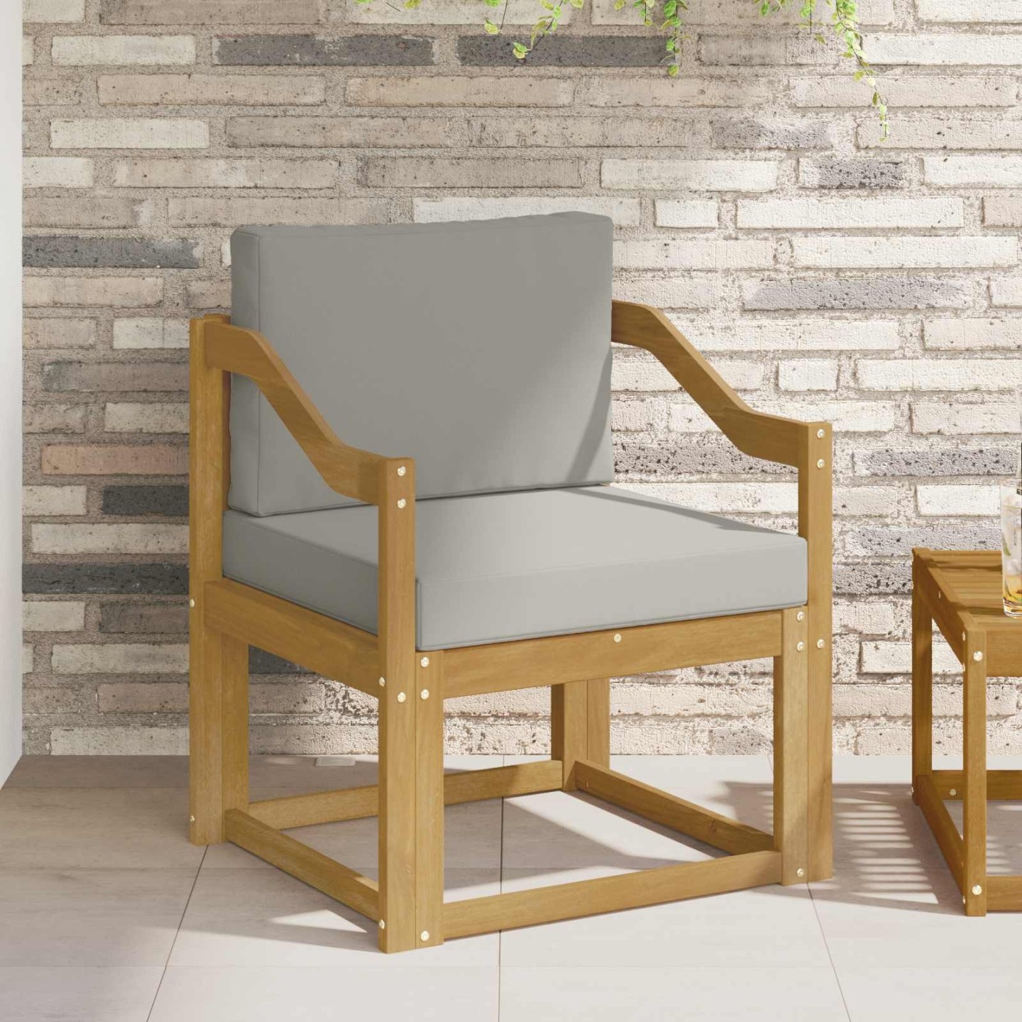 Canapé d’extérieur Polyester Blanc et gris clair