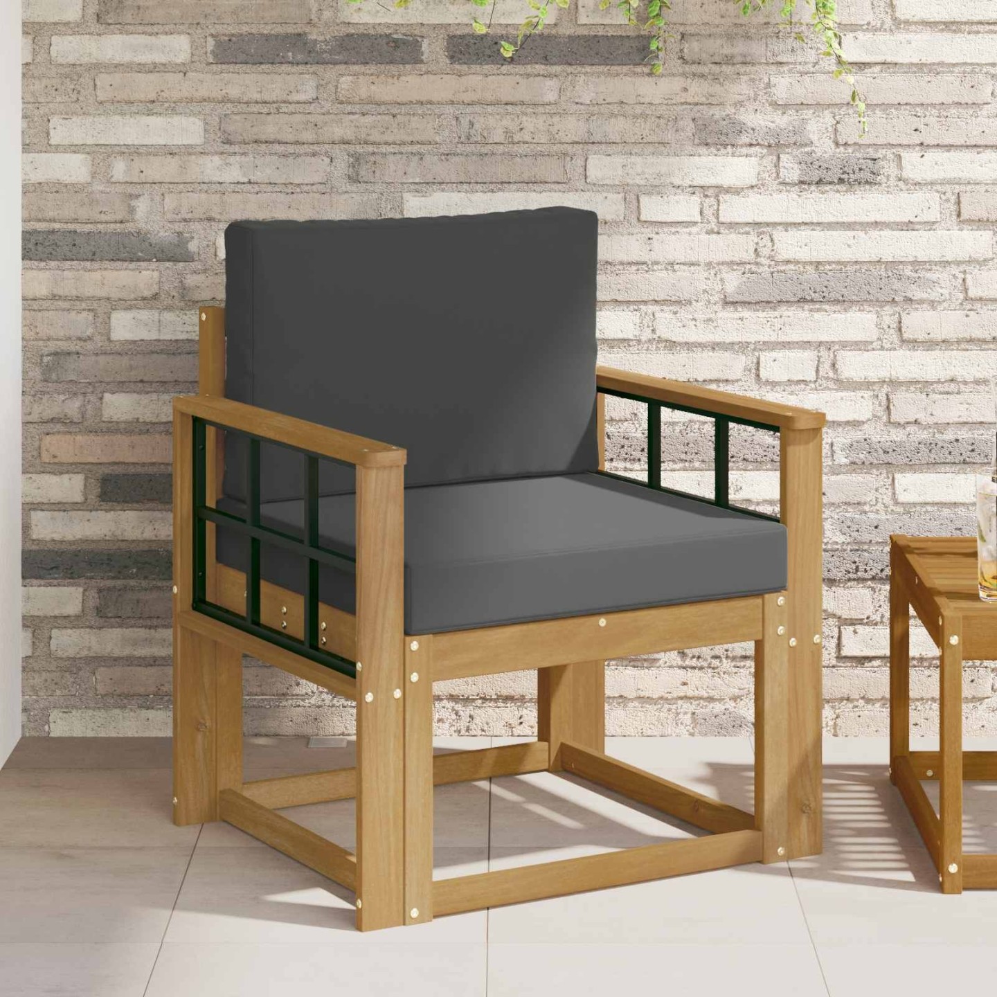 Canapé d’extérieur Polyester Blanc et Anthracite