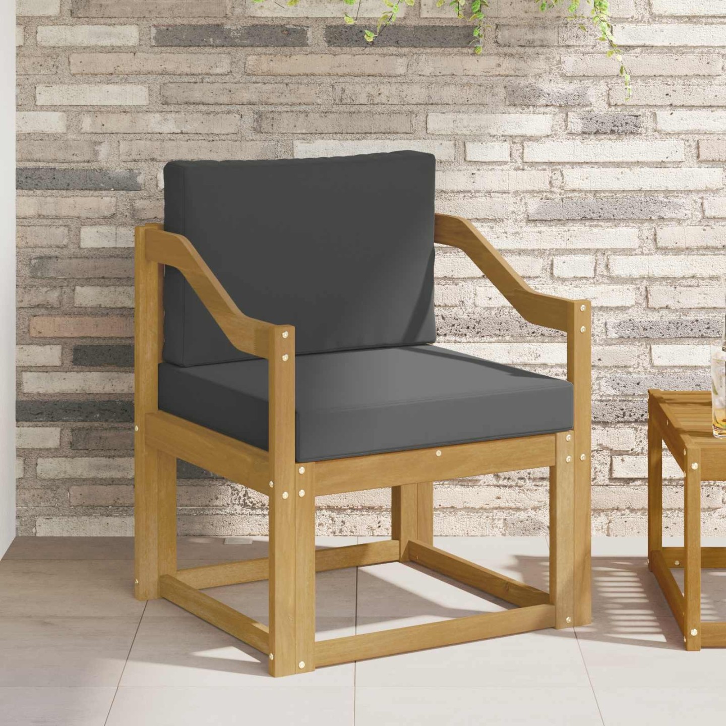 Canapé d’extérieur Polyester Blanc et Anthracite