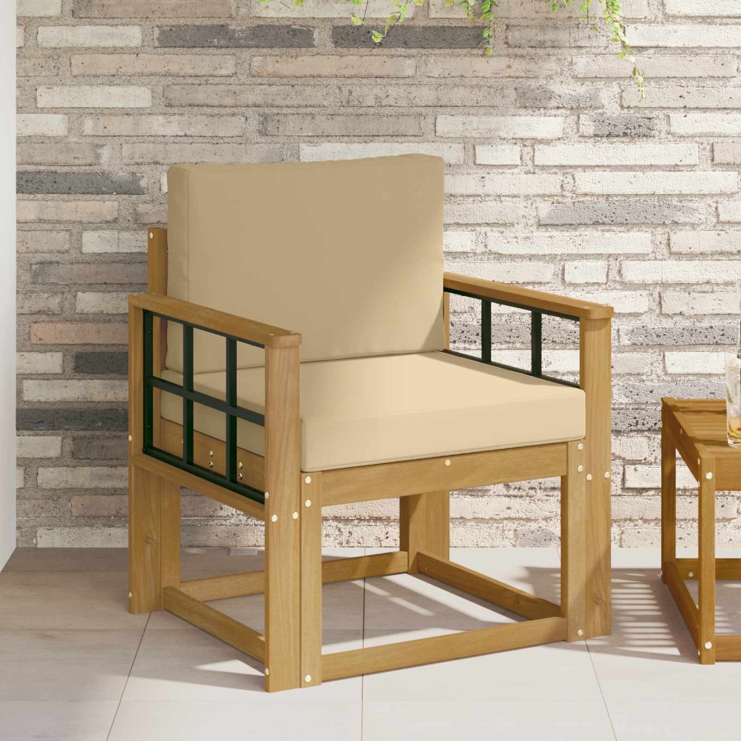 Canapé d’extérieur Polyester Blanc et Beige