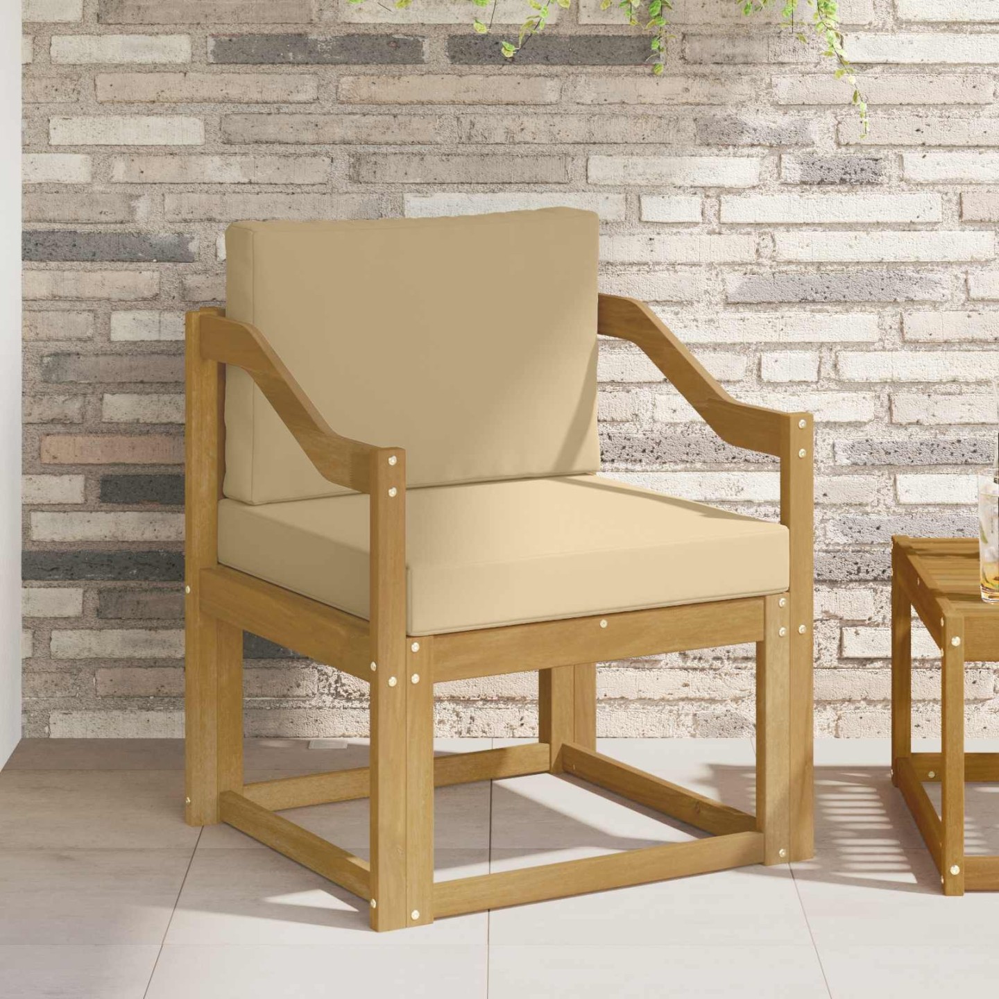 Canapé d’extérieur Polyester Blanc et Beige