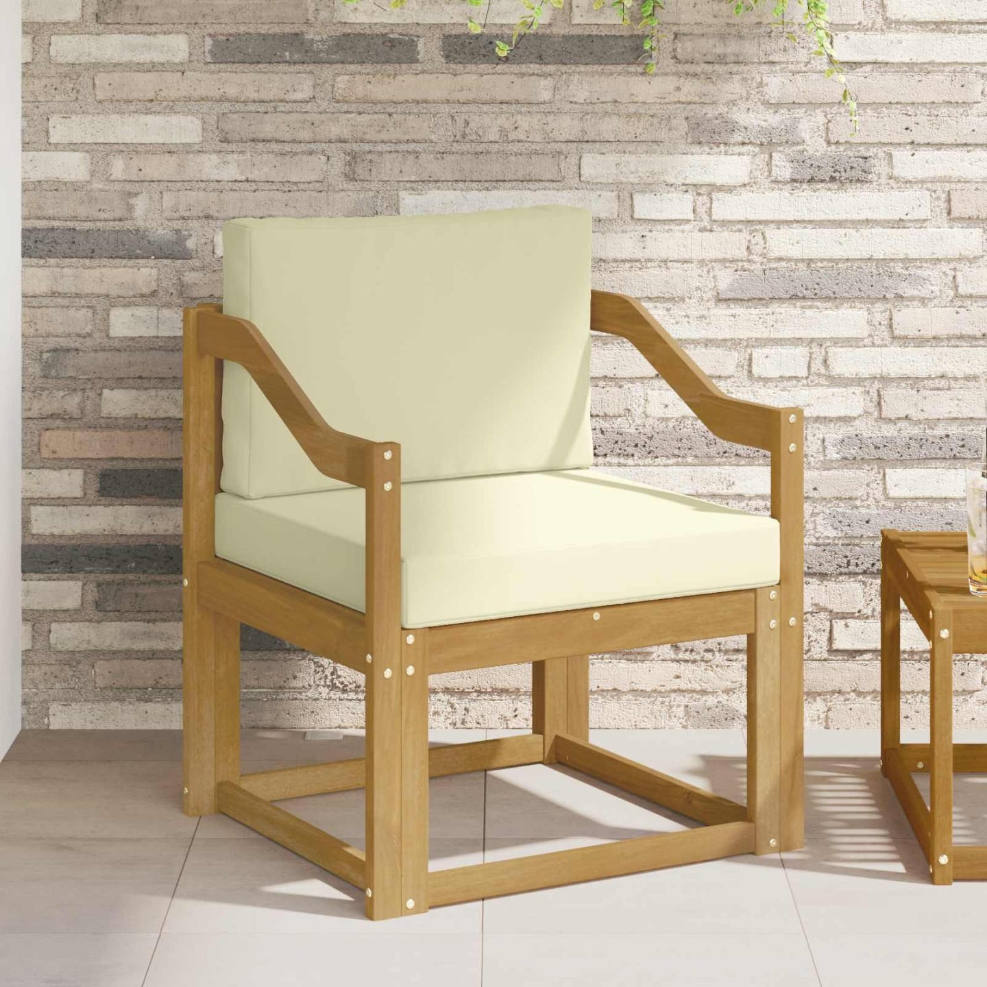 Canapé d’extérieur Polyester Blanc et Crème
