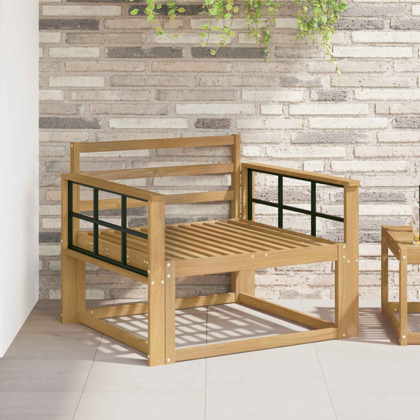 Sofa de milieu extérieur Bois d'Acacia Massif Blanc