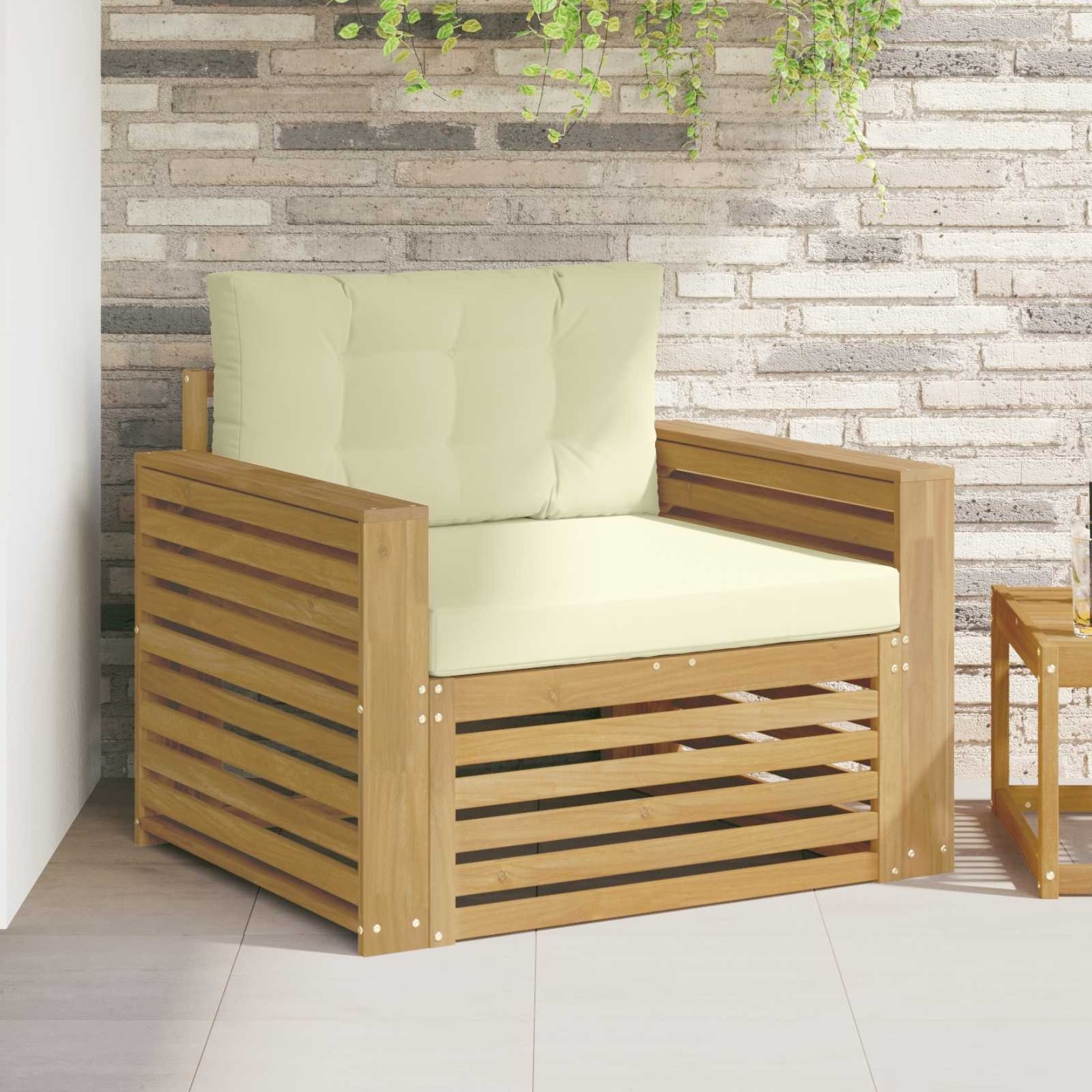 Canapé d’extérieur Polyester Marron et crème