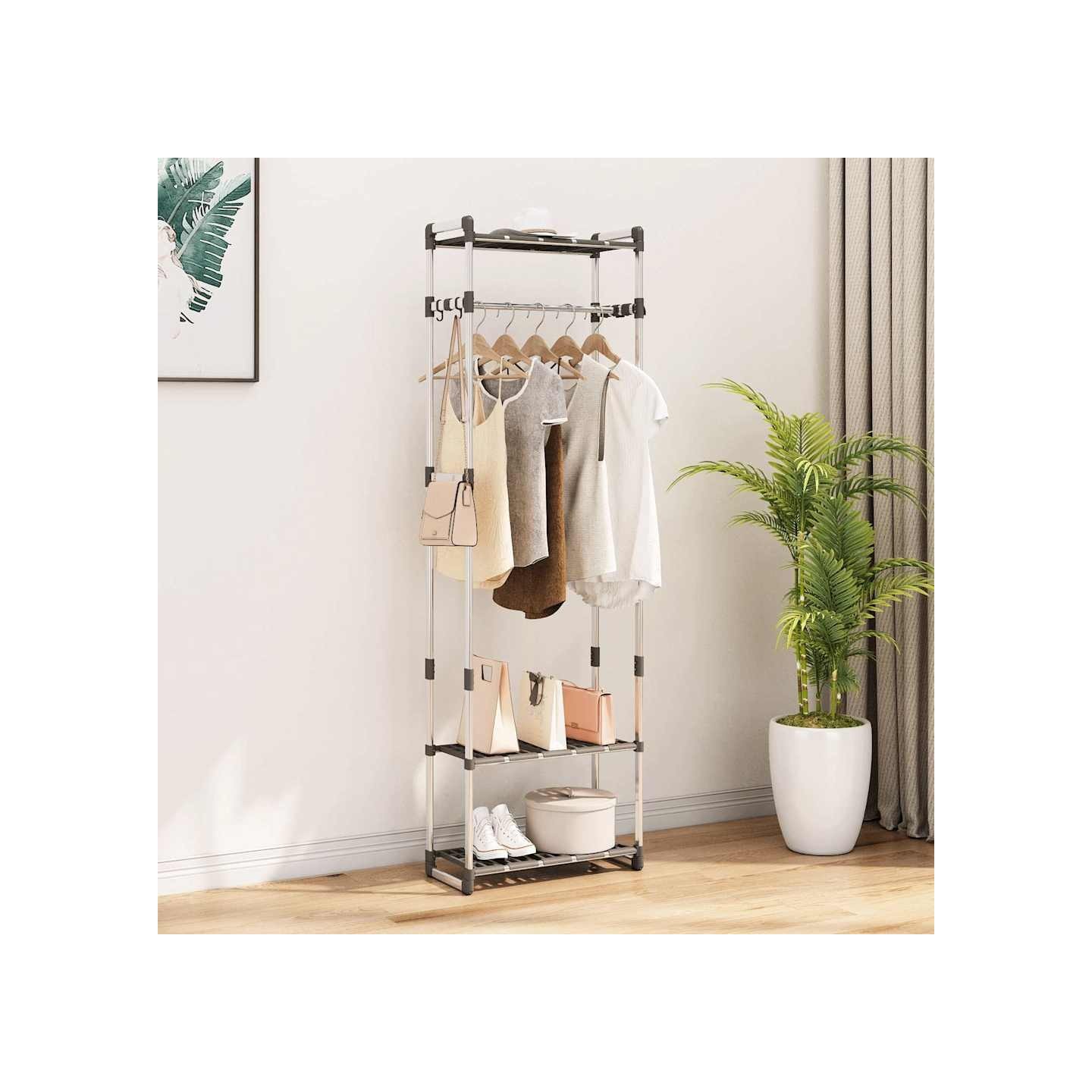 Porte-vêtements à 3 niveaux Argenté 59x29x192 cm Aluminium