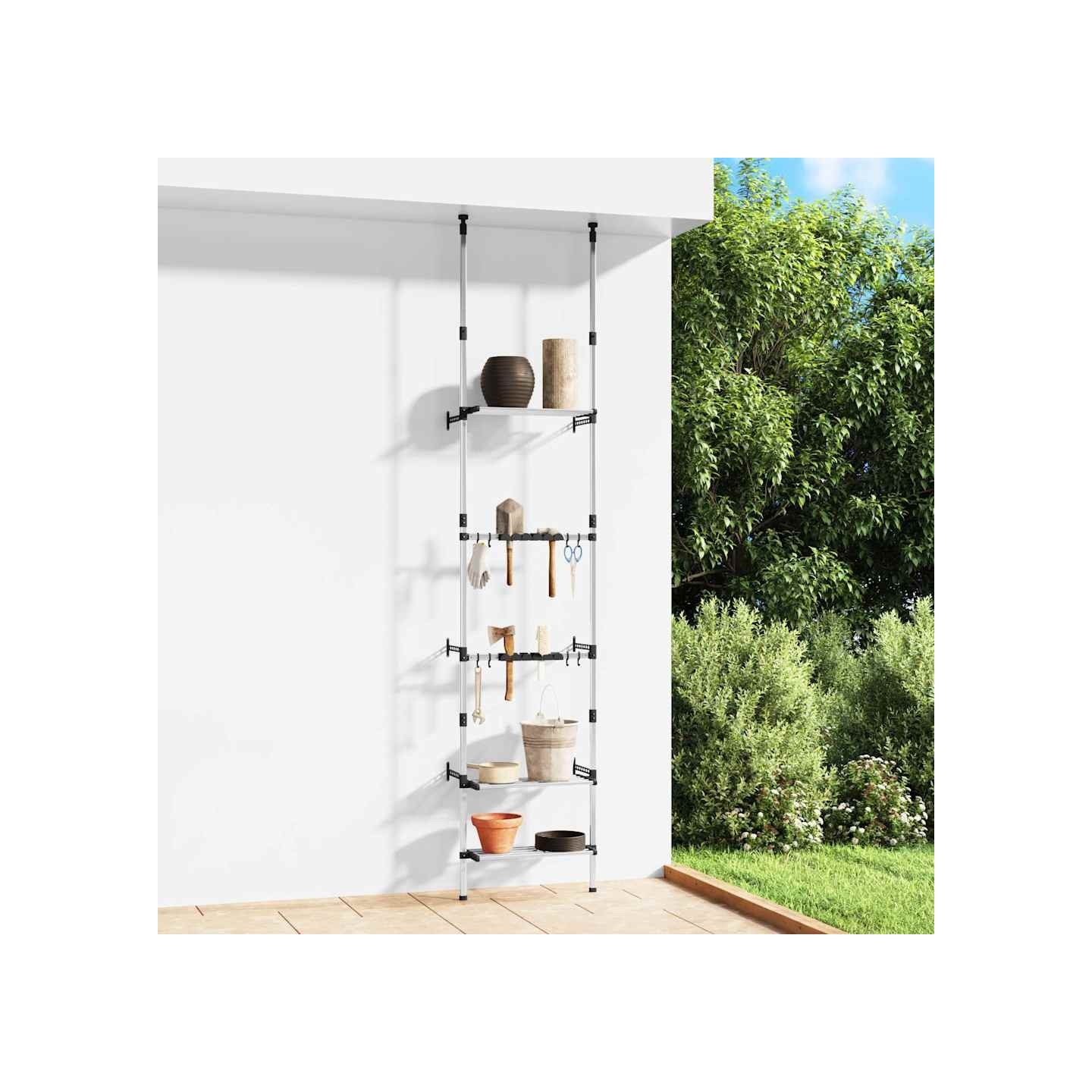 Support de jardin télescopique à 3 étagères Argenté Aluminium