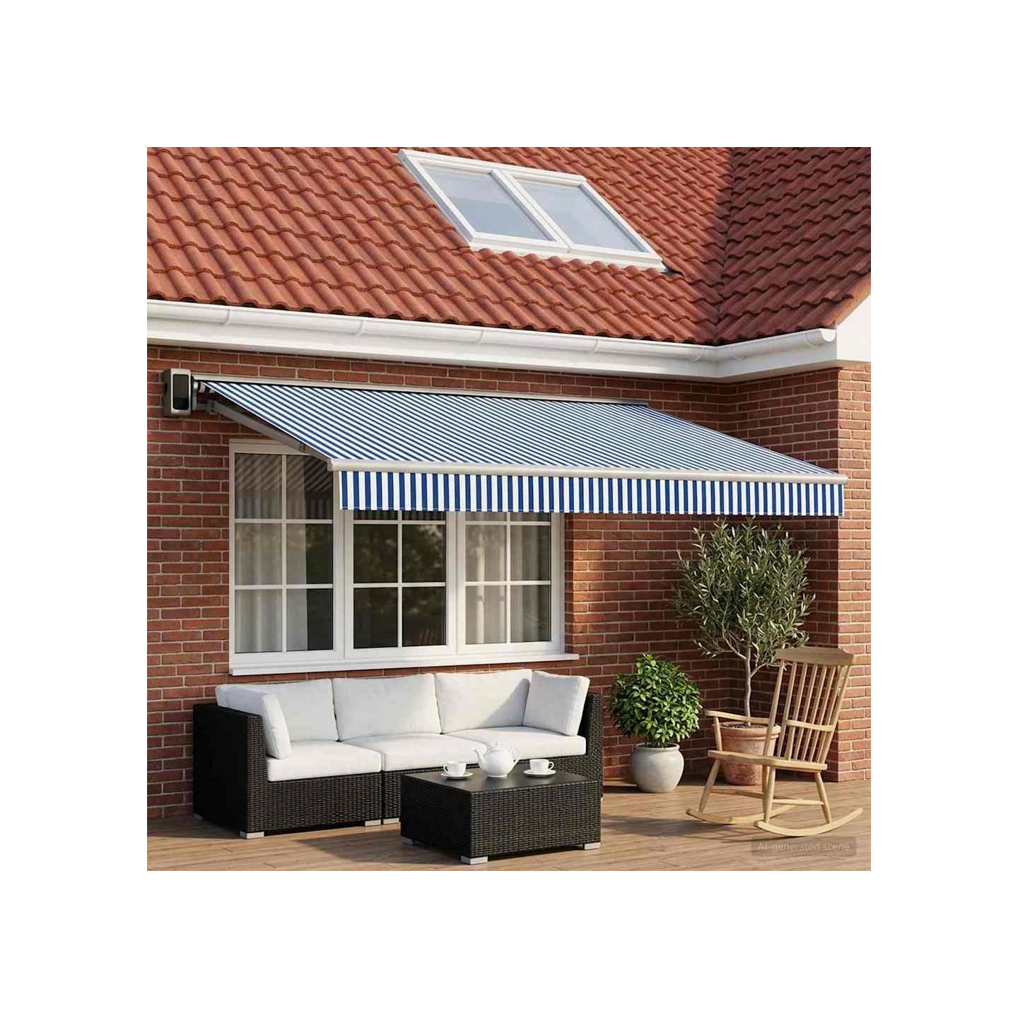 Toile de rechange pour auvent Bleu et Blanc 450 × 300 cm