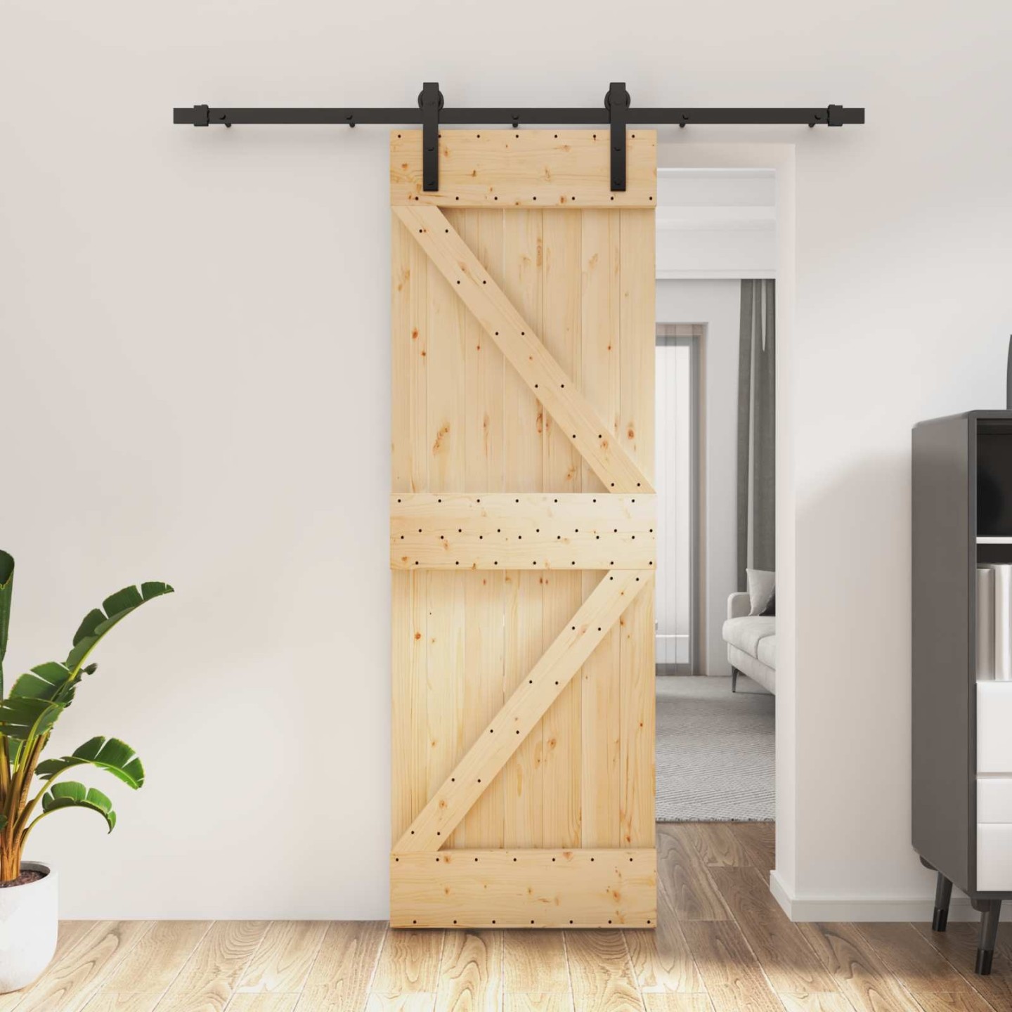 Porte coulissante 70 x 210 cm Bois de pin massif (non traité)