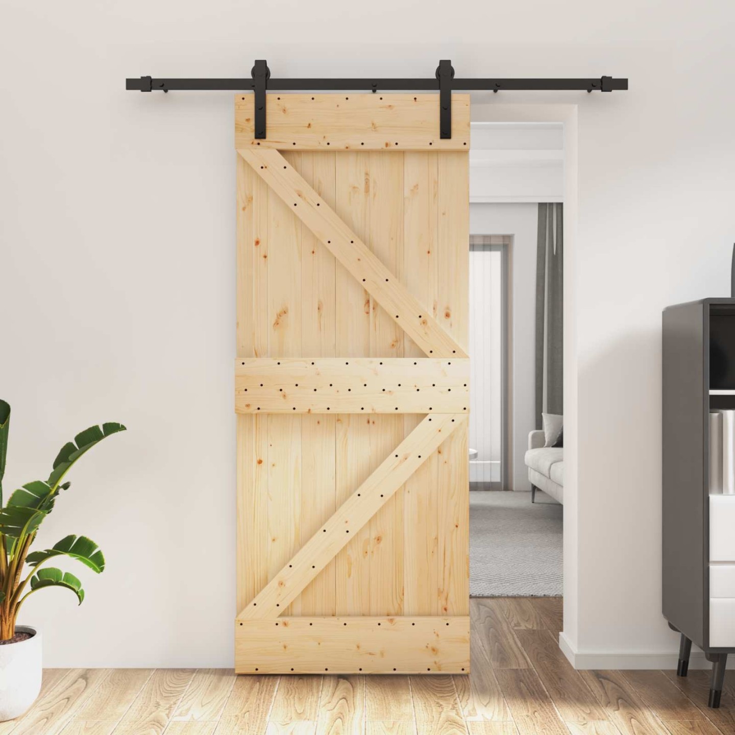 Porte coulissante 85 x 210 cm Bois de pin massif (non traité)
