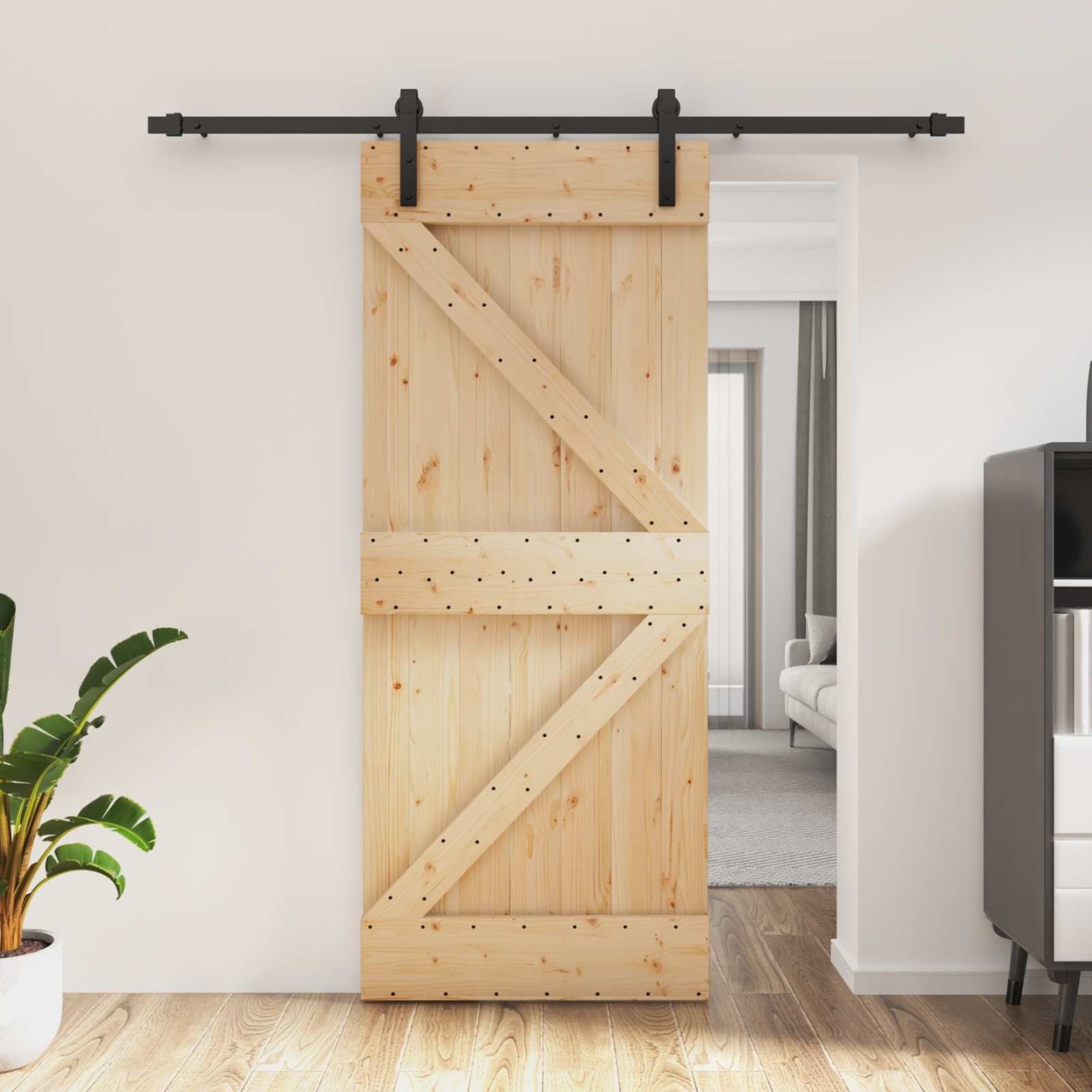 Porte coulissante 85 x 210 cm Bois de pin massif (non traité)