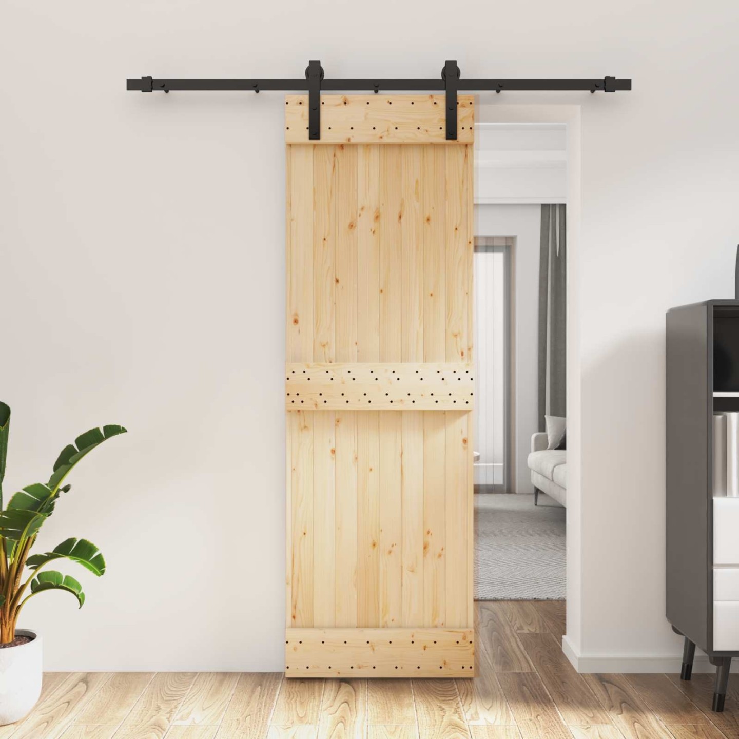 Porte coulissante 70 x 210 cm Bois de pin massif (non traité)