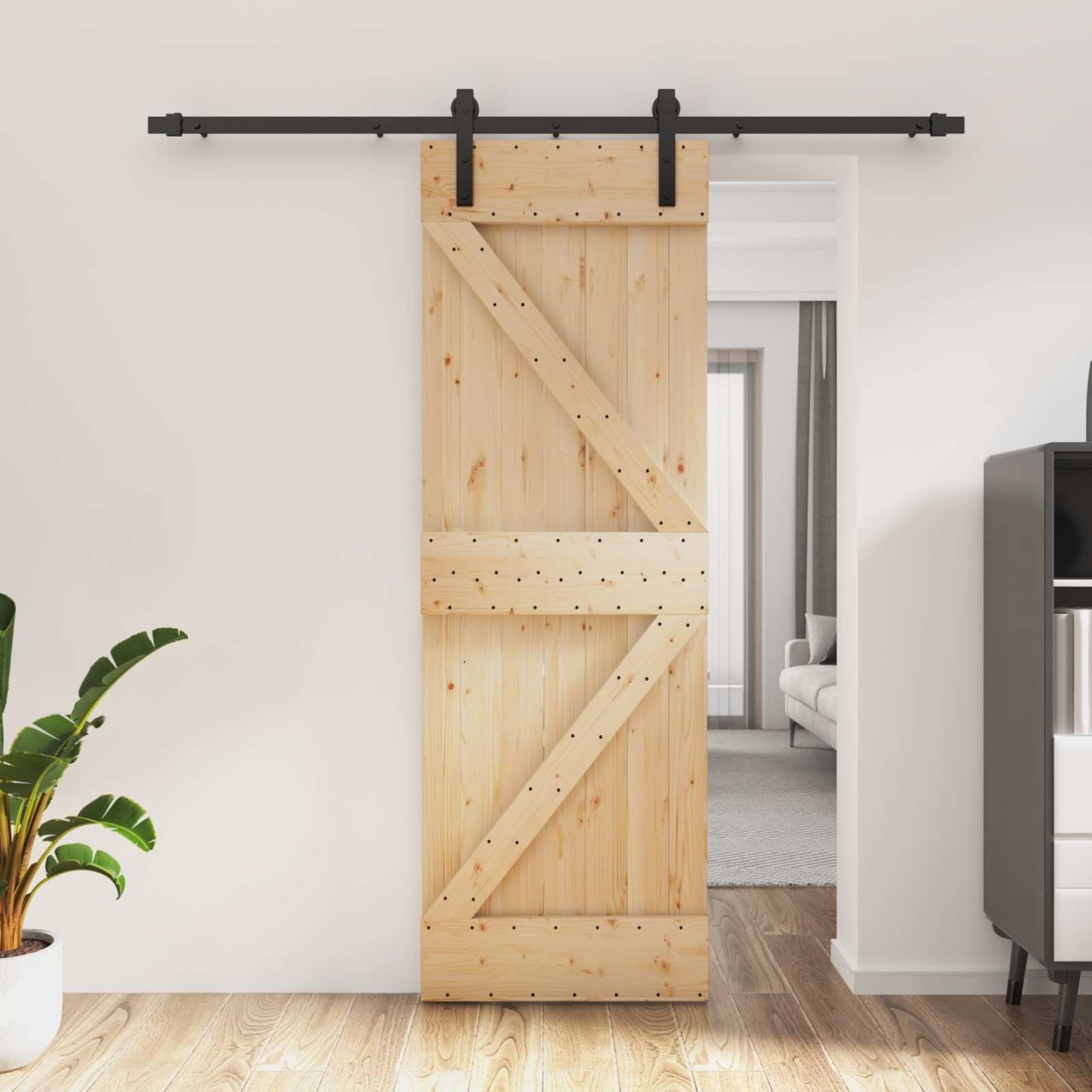 Porte coulissante 70 x 210 cm Bois de pin massif (non traité)