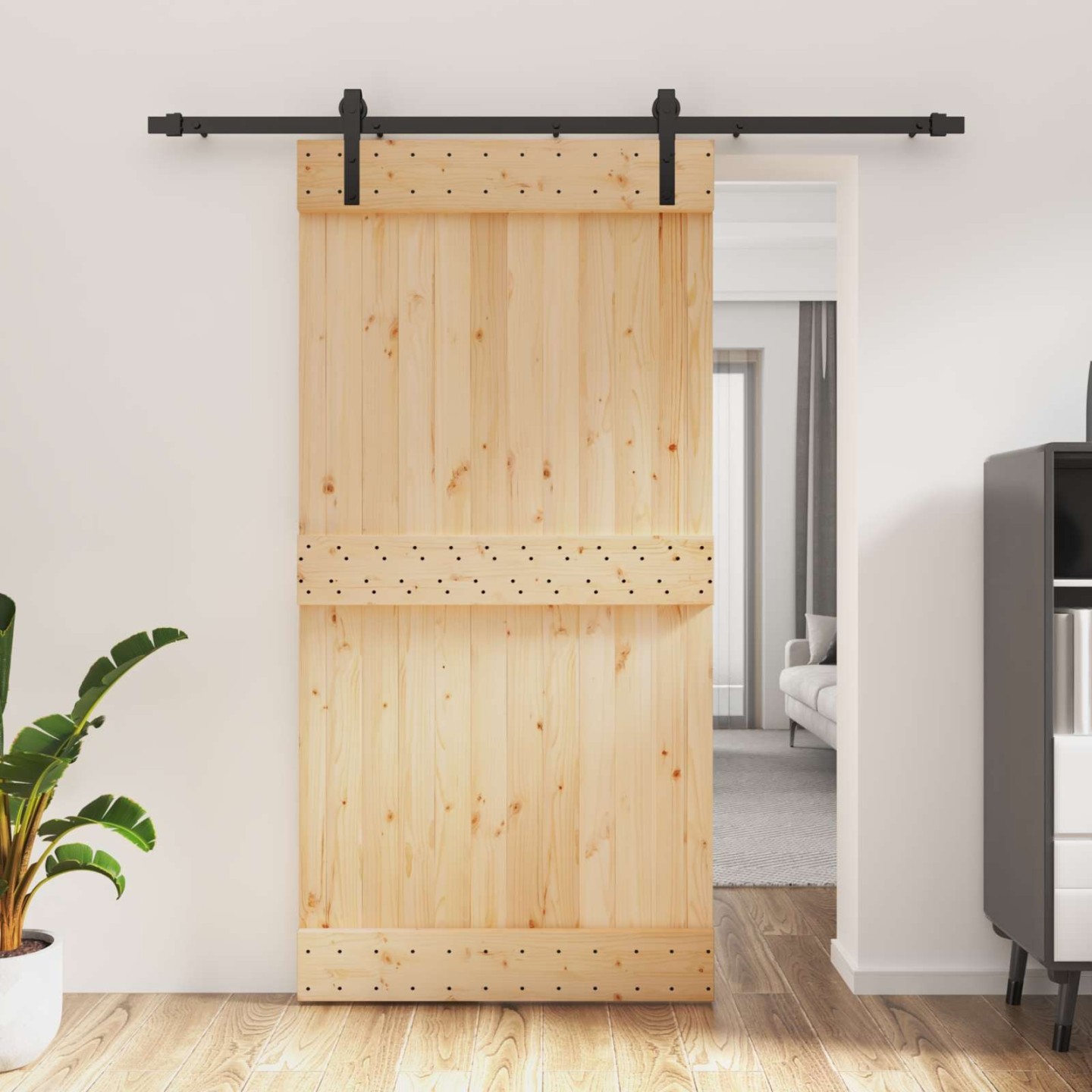 Porte coulissante 100 x 210 cm Bois de pin massif (non traité)