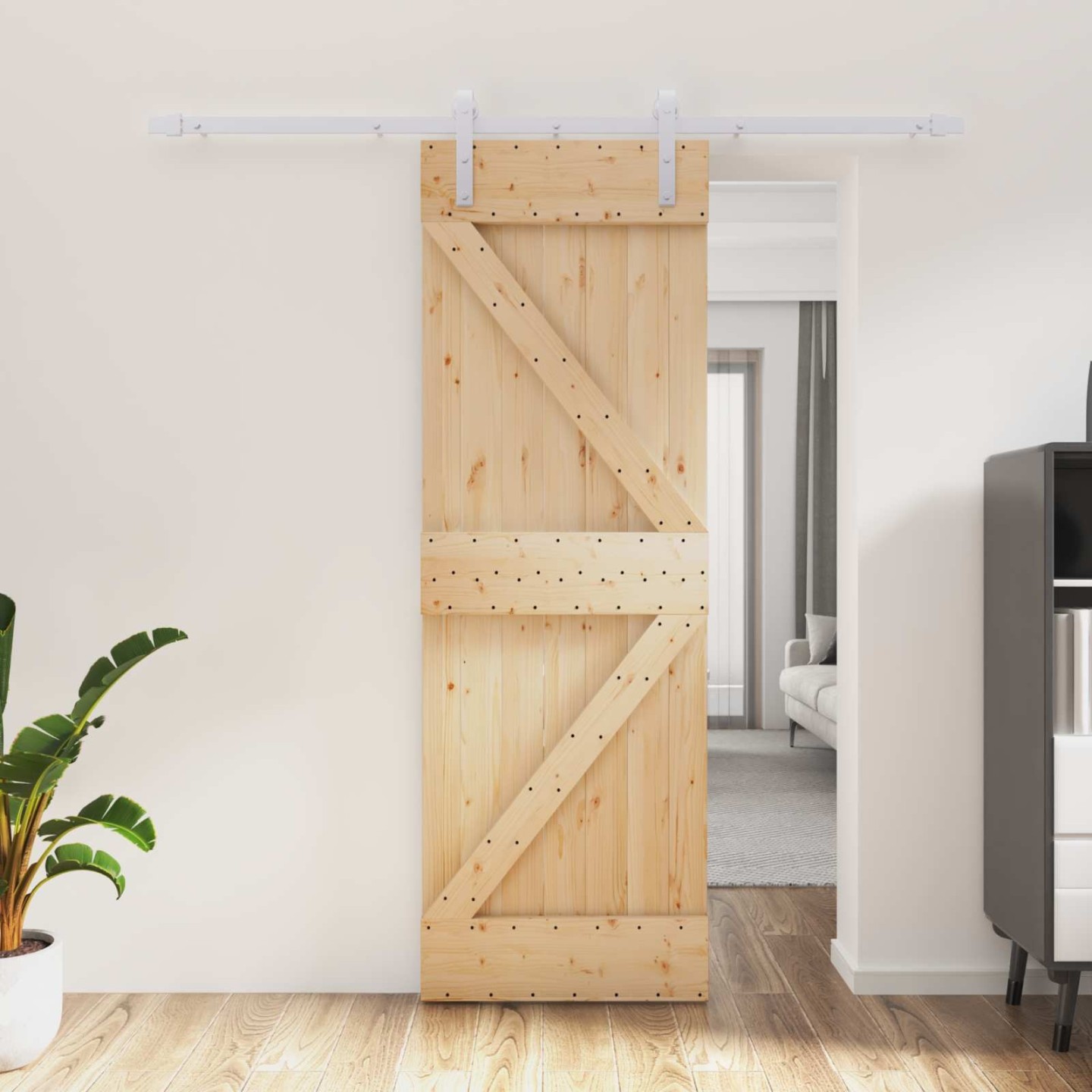 Porte coulissante 70 x 210 cm Bois de pin massif (non traité)