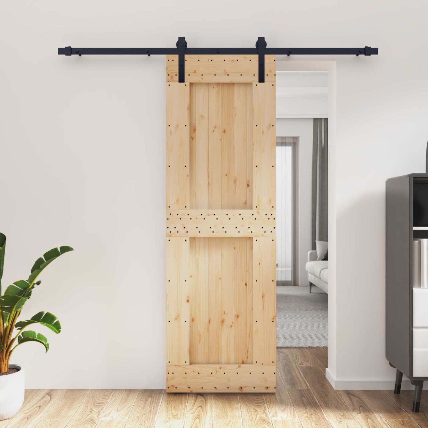 Porte coulissante 70 x 210 cm Bois de pin massif (non traité)