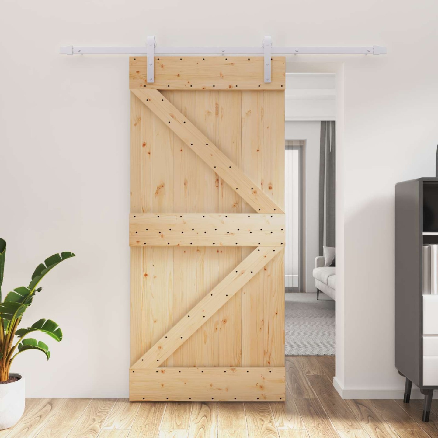 Porte coulissante 95 x 210 cm Bois de pin massif (non traité)