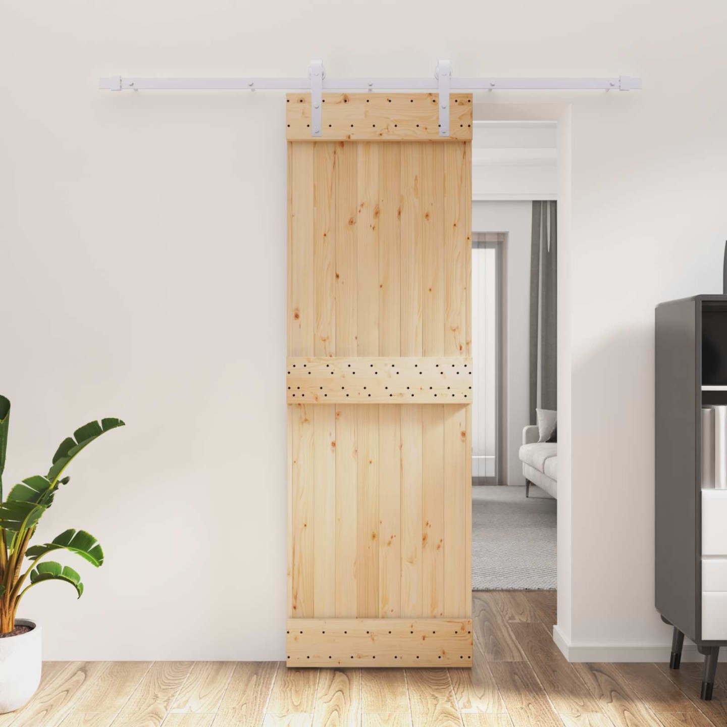 Porte coulissante 70 x 210 cm Bois de pin massif (non traité)