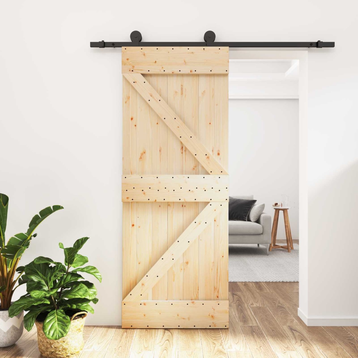 Porte coulissante 85 x 210 cm Bois de pin massif (non traité)