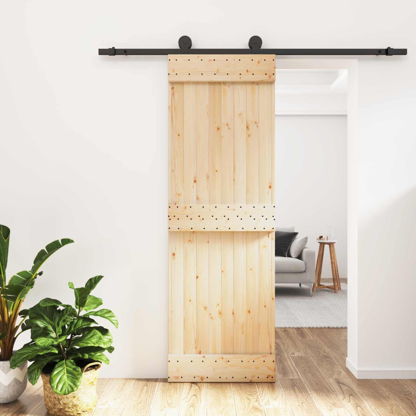 Porte coulissante 70 x 210 cm Bois de pin massif (non traité)