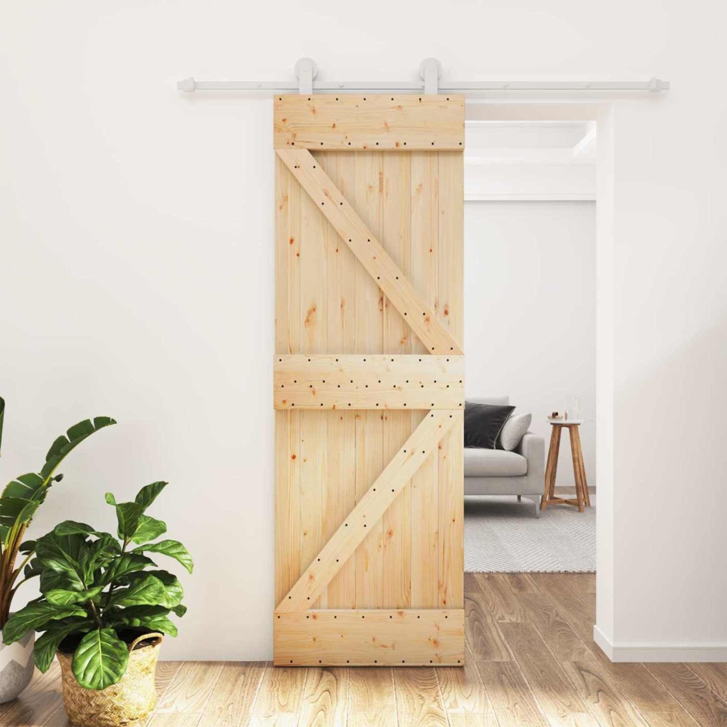 Porte coulissante 70 x 210 cm Bois de pin massif (non traité)