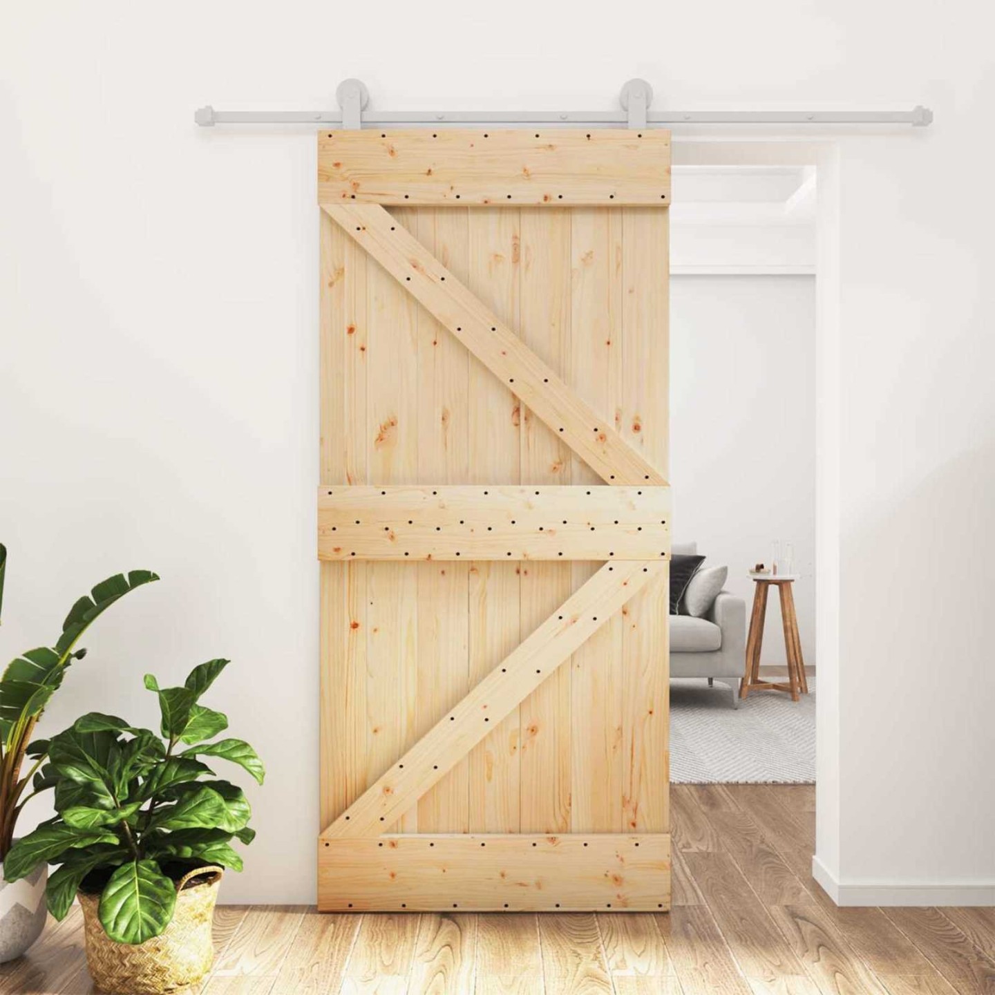 Porte coulissante 95 x 210 cm Bois de pin massif (non traité)
